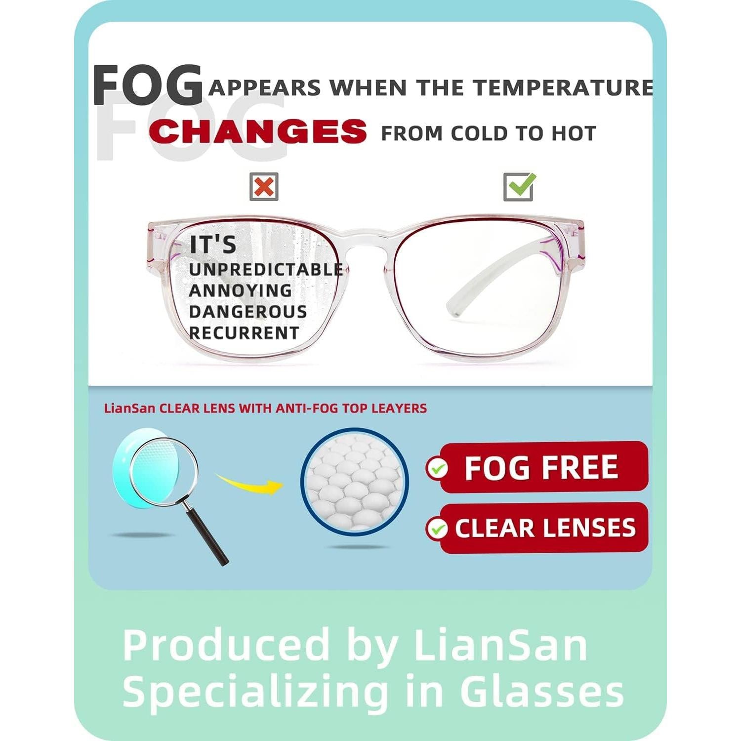 Gafas de Seguridad LianSan Antivaho sobre Lentes Graduadas