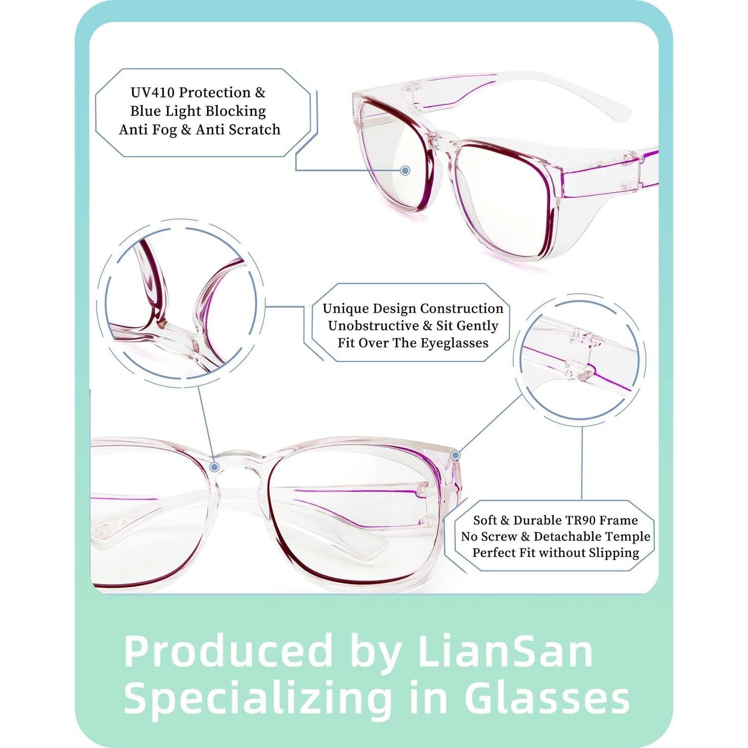 Gafas de Seguridad LianSan Antivaho sobre Lentes Graduadas