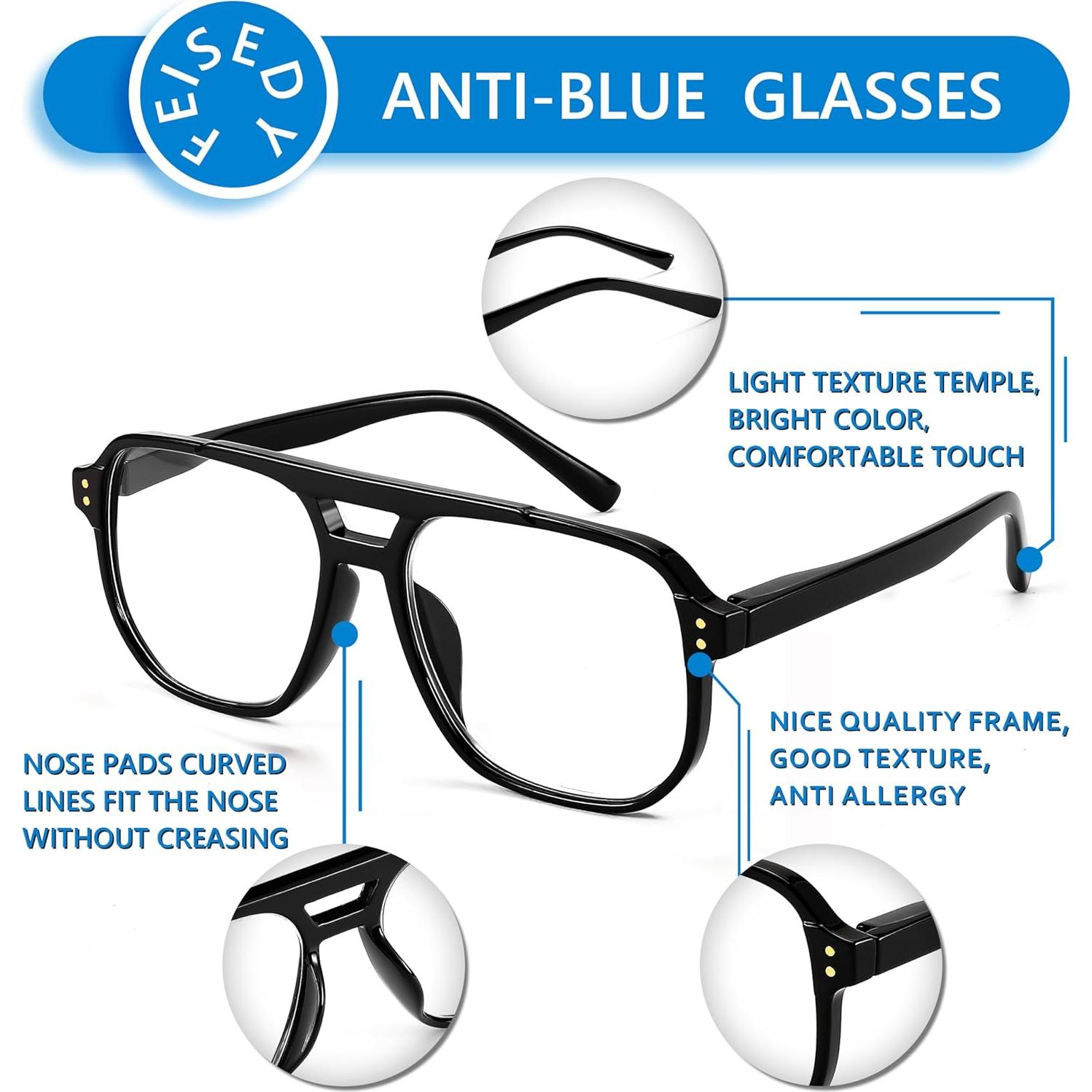 Gafas de Lectura Retro Aviador FEISEDY Filtro Luz Azul 1.5x