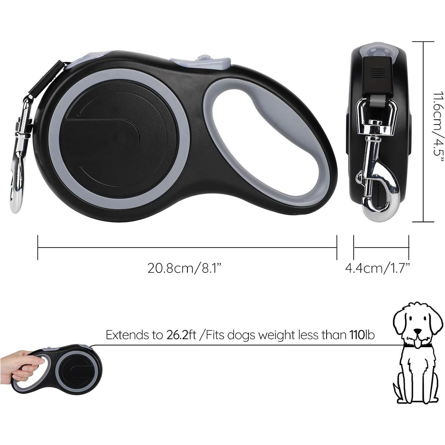 Correa Retráctil para Perros Segarty 7,92m hasta 50kg Negra