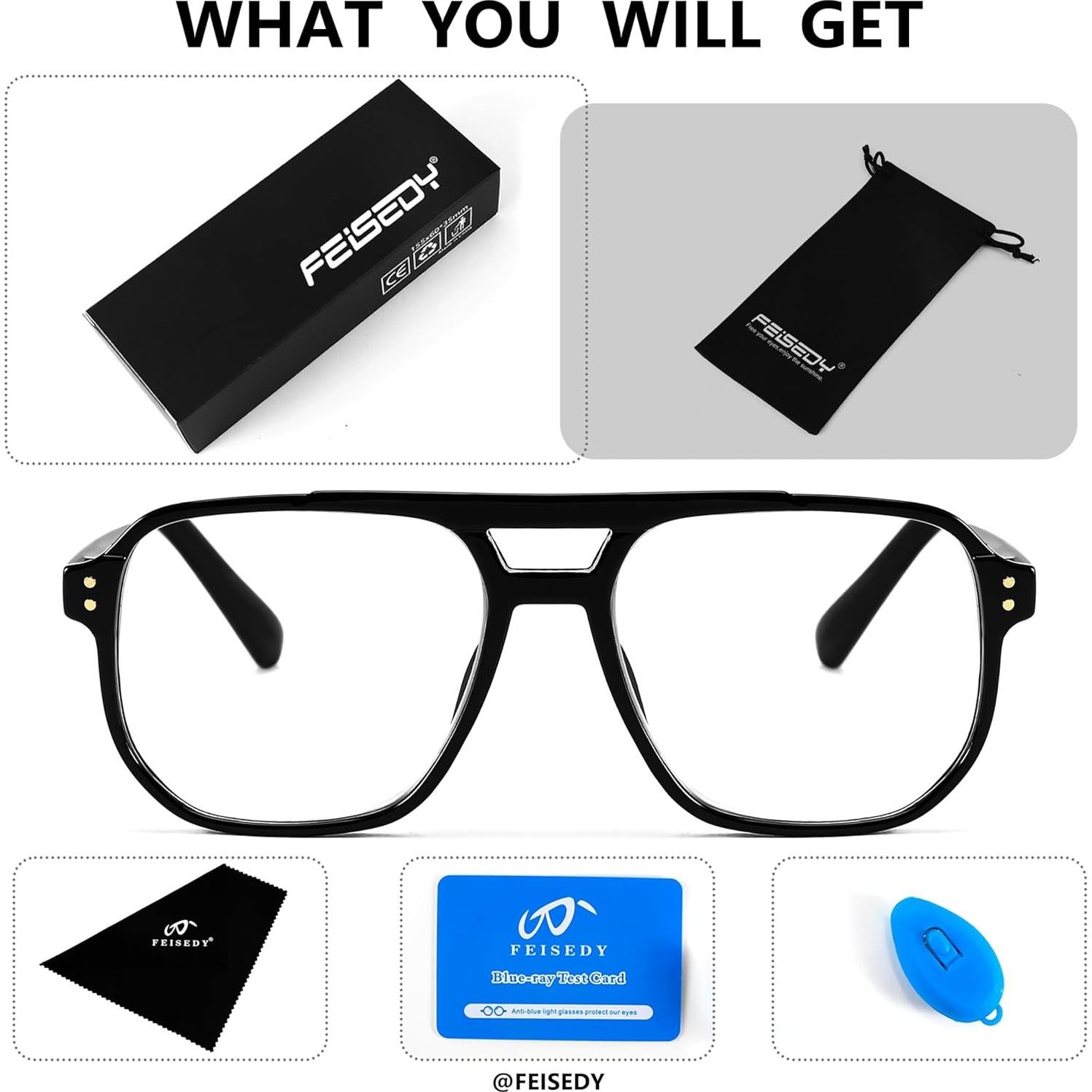 Gafas de Lectura FEISEDY Aviador Retro Filtro Luz Azul 2.5x