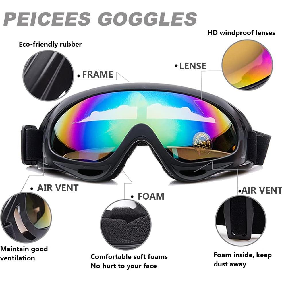 Conjunto Peicees 13 Piezas Gafas Motocicleta UV y Máscaras