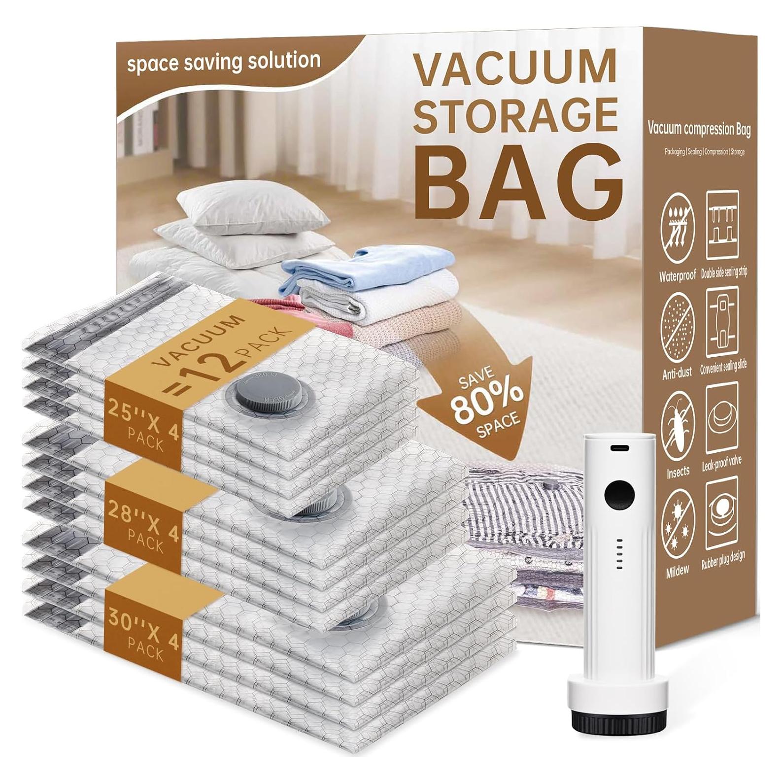 Bolsas de Vacío Lxmiora 12 Pzas + Bomba Inalámbrica 1500mAh