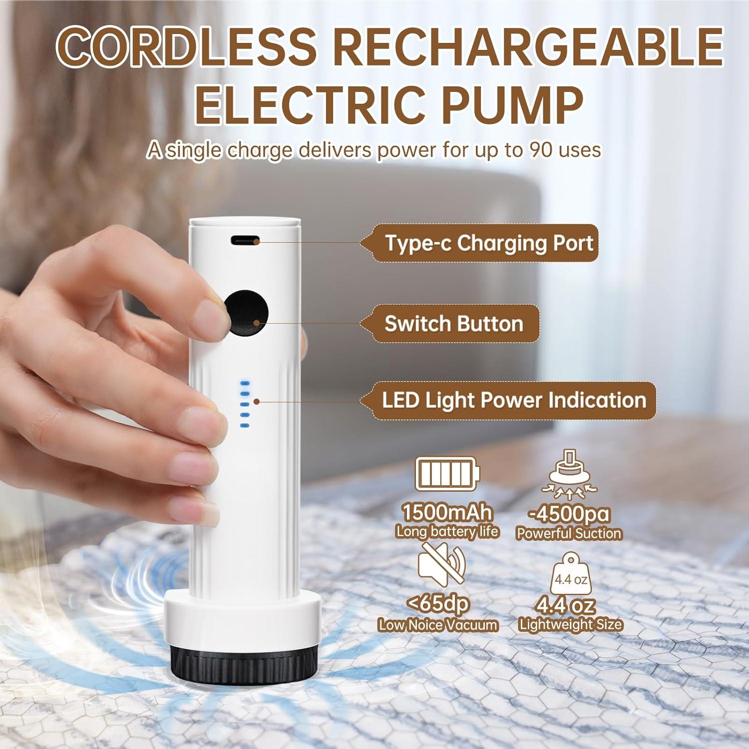 Bolsas de Vacío Lxmiora 12 Pzas + Bomba Inalámbrica 1500mAh