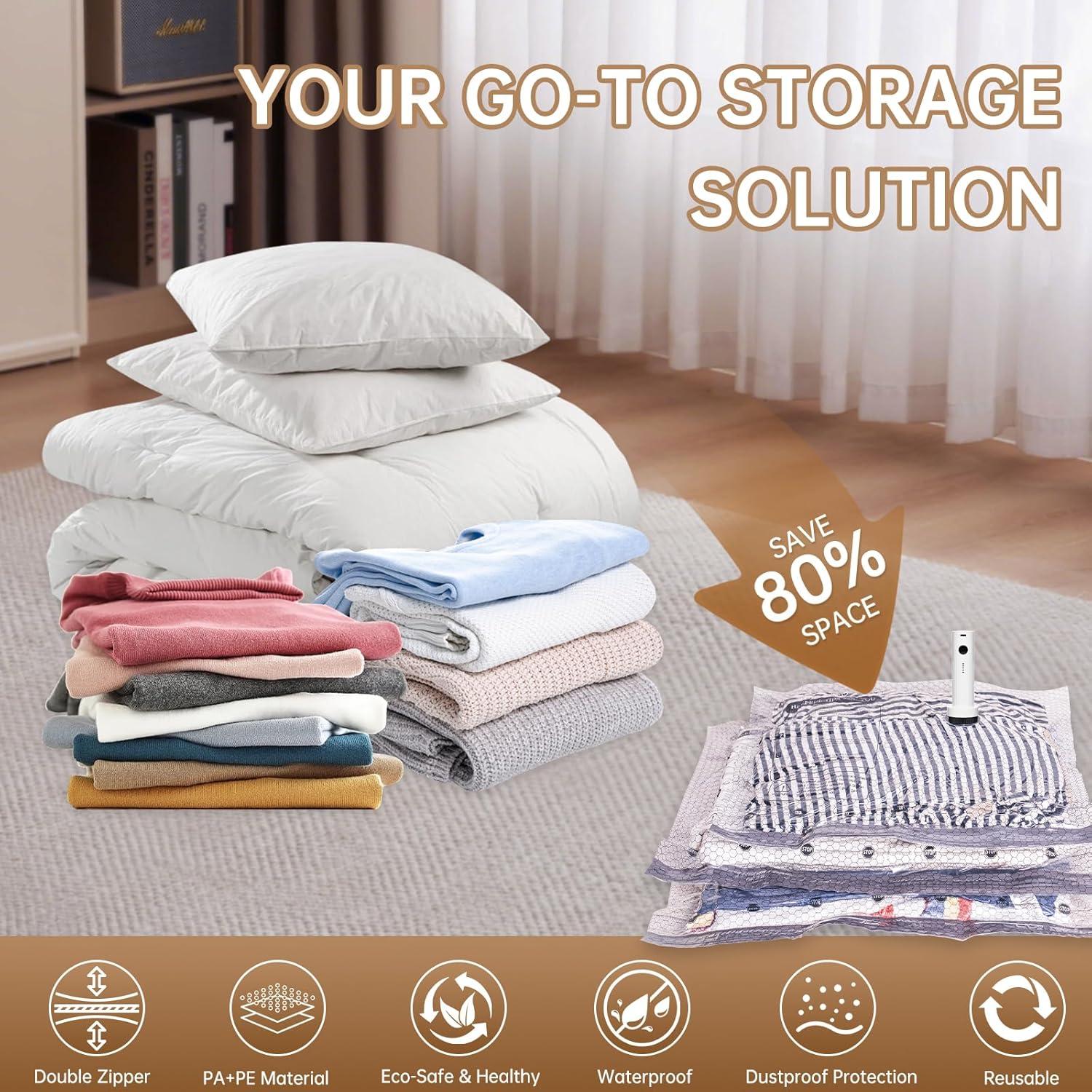 Bolsas de Vacío Lxmiora 12 Pzas + Bomba Inalámbrica 1500mAh