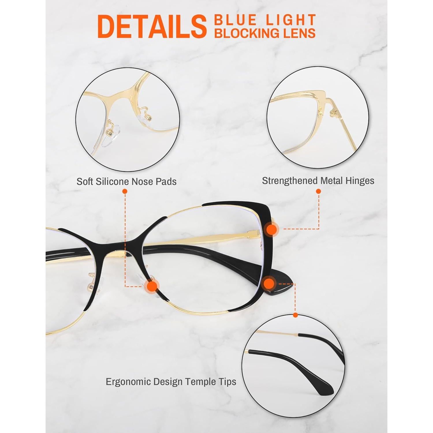 Gafas de Luz Azul ROWCHIC Estilo Gato para Mujeres