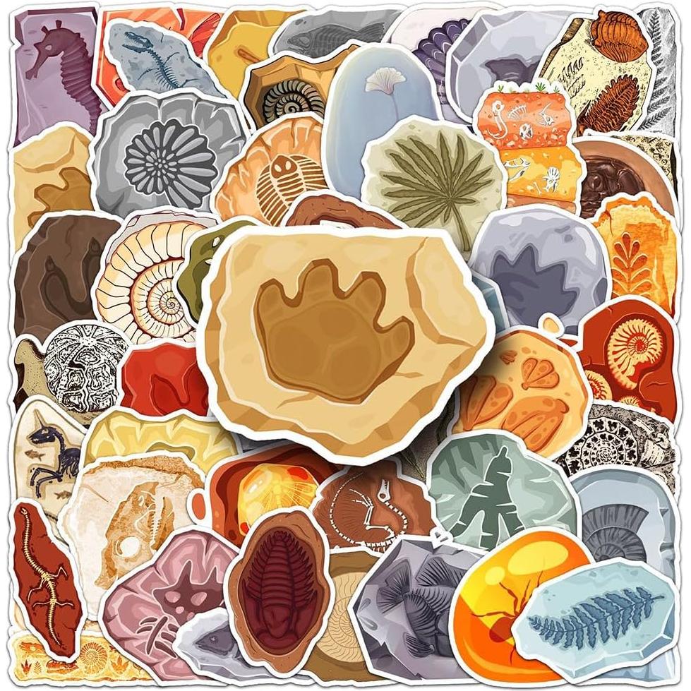 Calcomanías de Vinilo Impermeables LIFEPAL - 50 Pcs Fossil