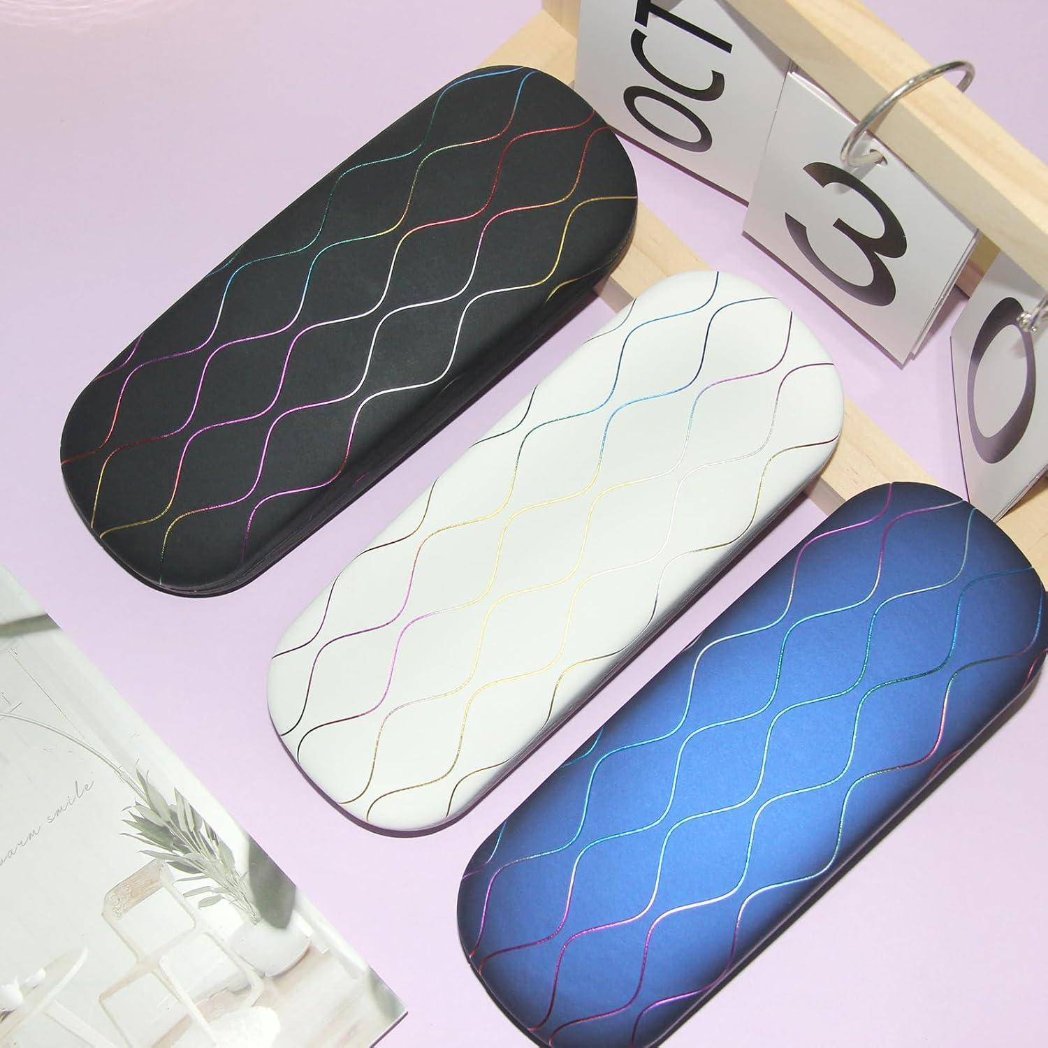 Estuche de Gafas 3 Piezas con Paño de Limpieza - Negro, Azul, Blanco