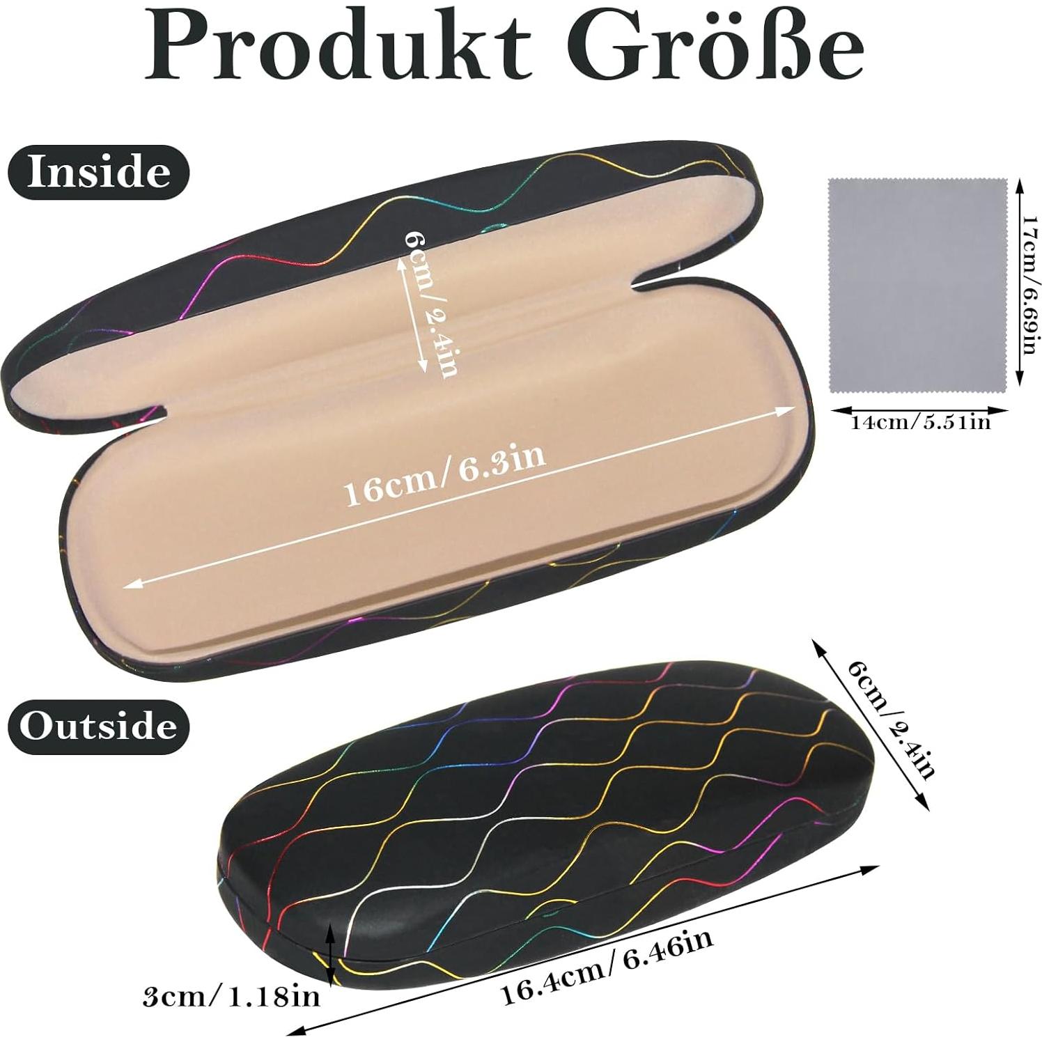 Estuche de Gafas 3 Piezas con Paño de Limpieza - Negro, Azul, Blanco