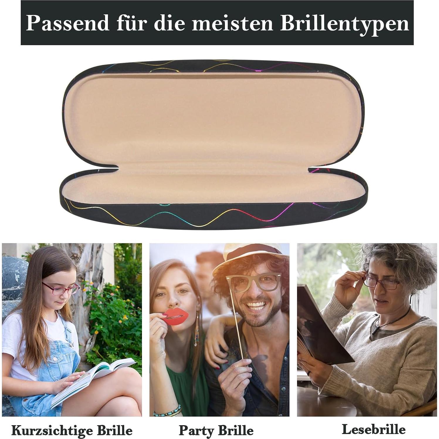 Estuche de Gafas 3 Piezas Carcasa Dura con Paño Limpieza