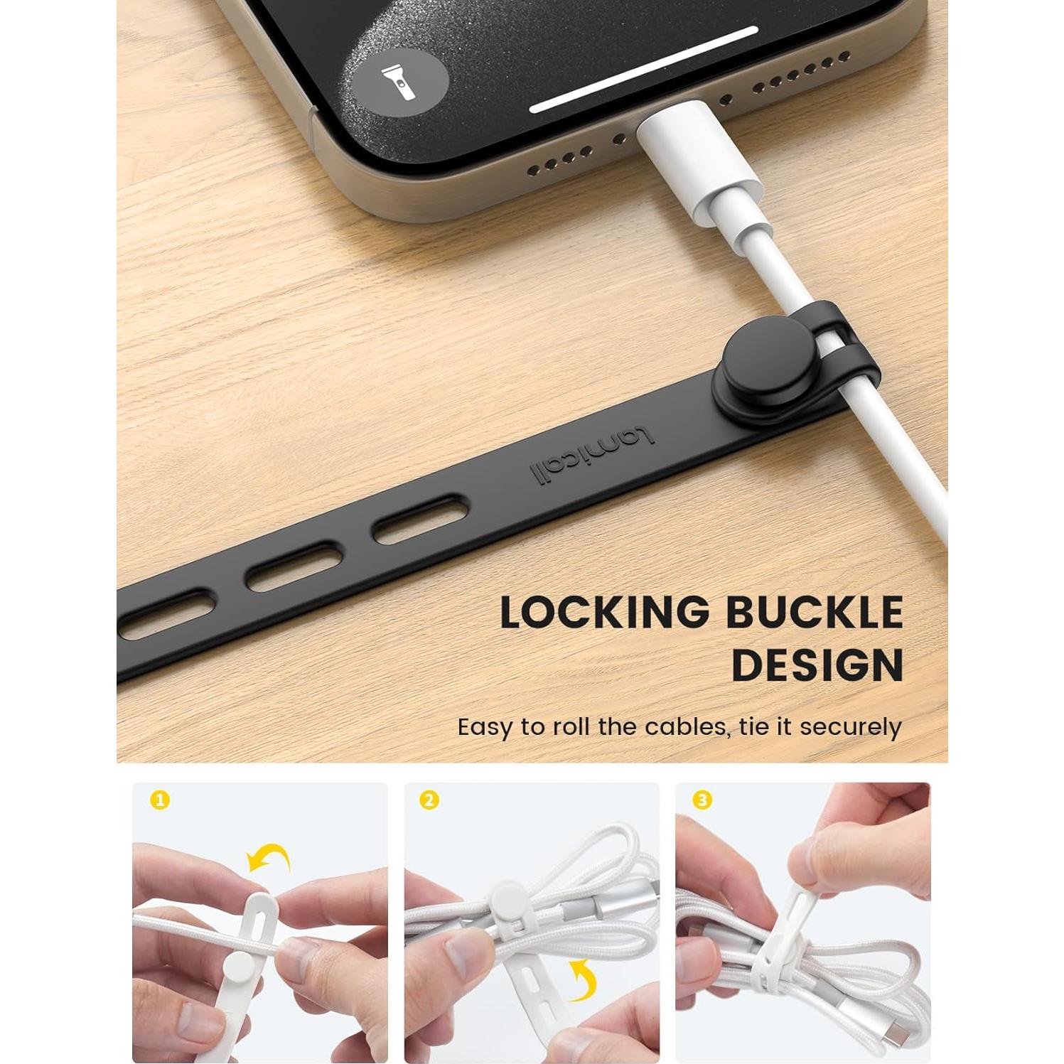 Correas de Silicona Lamicall 20Pack para Organizar Cables