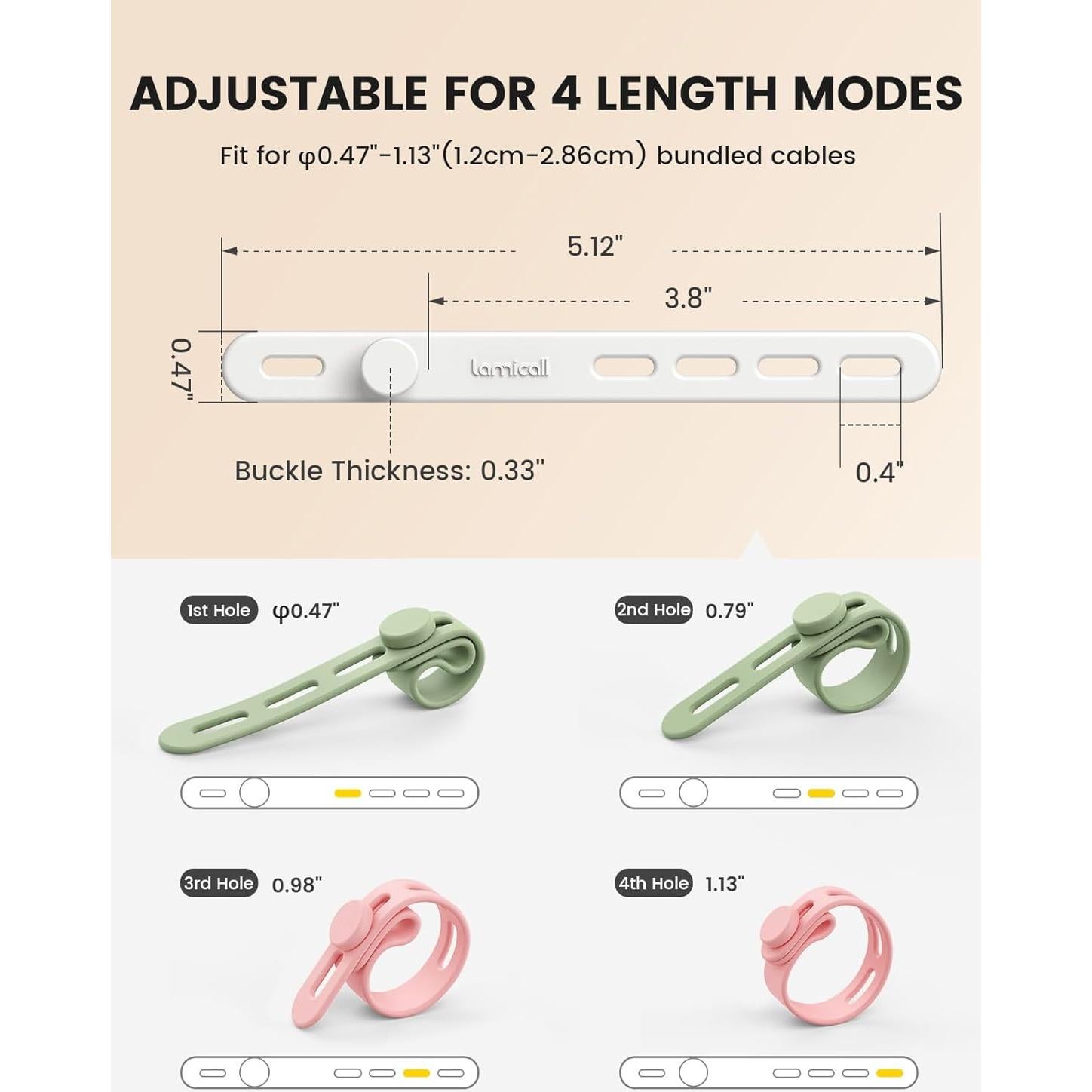 Correas de Silicona Lamicall 20Pack para Organizar Cables