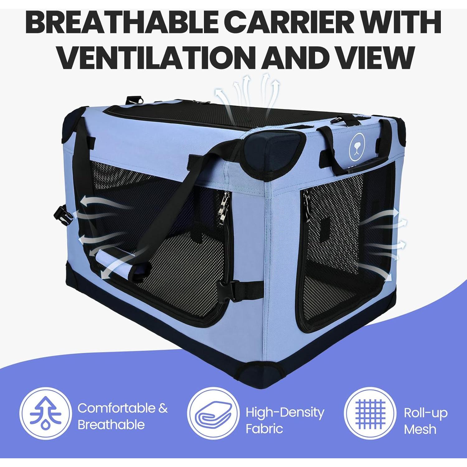 Transportín Grande Pegic para 2 Gatitos o Cachorros Azul