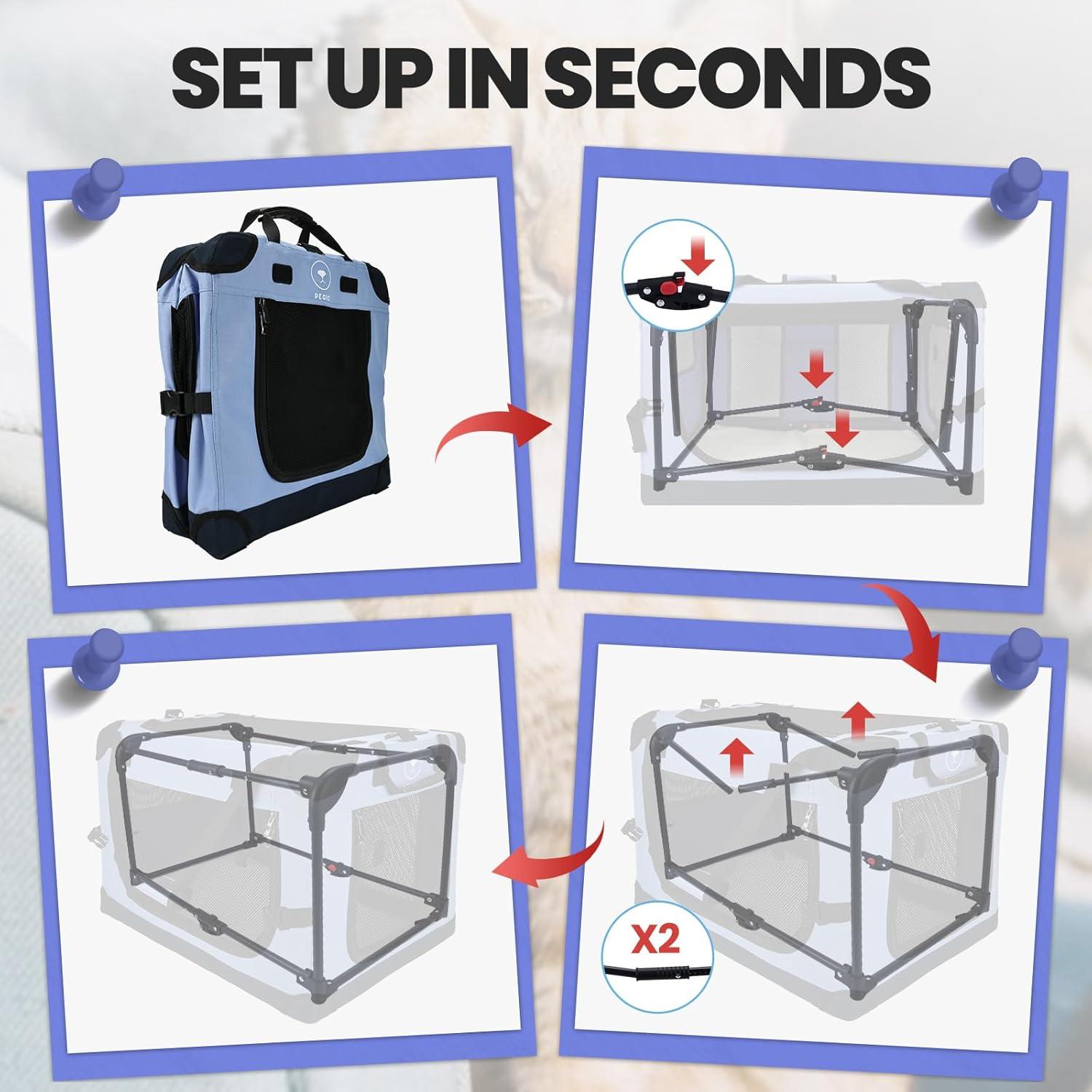 Transportín Grande Pegic para 2 Gatitos o Cachorros Azul