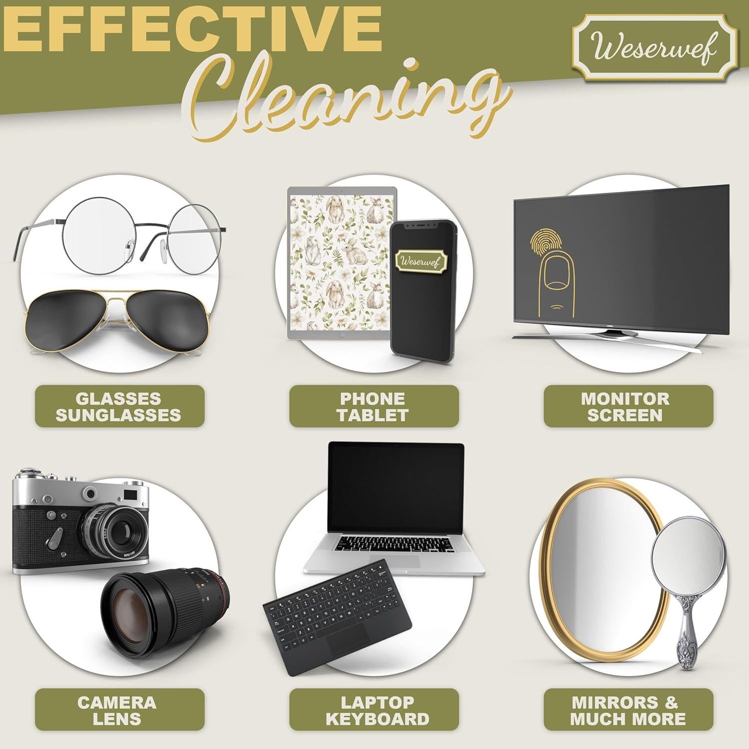 Paño de limpieza WESERWEF 30x30 cm para gafas y pantallas