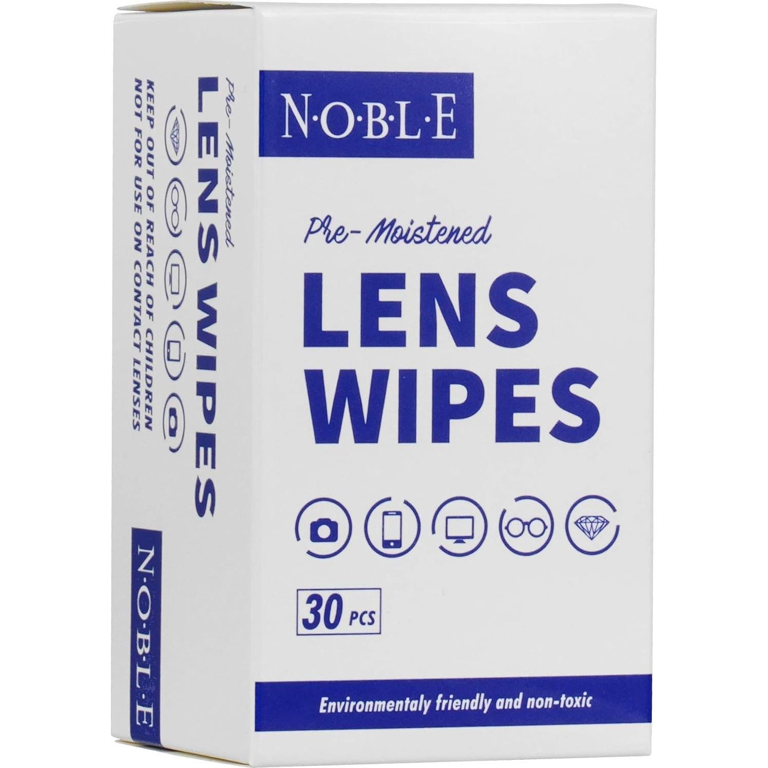 Toallitas de limpieza de lentes Noble 30 unidades prehumedecidas