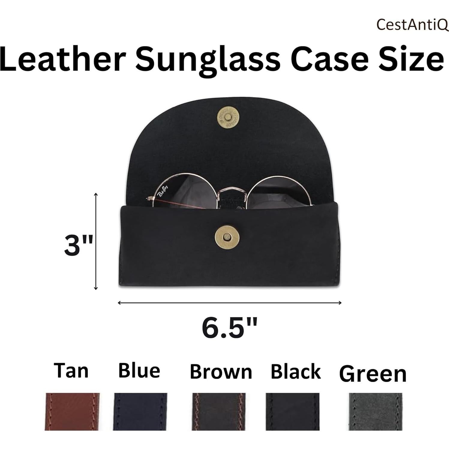 Funda de Gafas de Sol CestAntiQ Cuero Genuino Negra