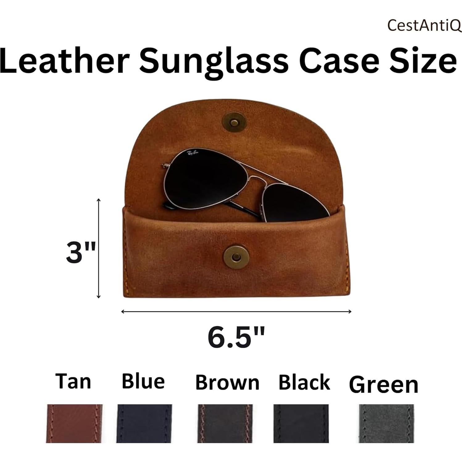 Funda de Gafas de Cuero CestAntiQ Marrón Compacta