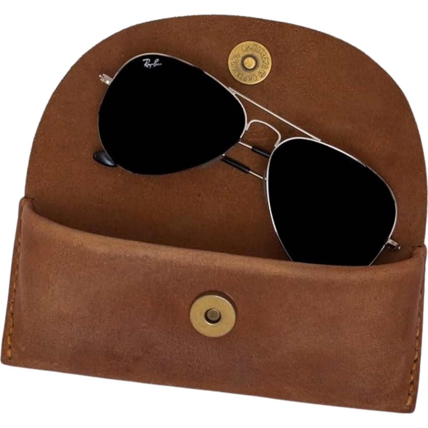 Funda de Gafas de Cuero CestAntiQ Marrón Compacta