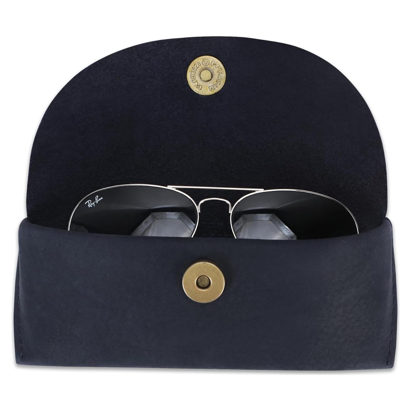 Estuche de Gafas de Sol CestAntiQ de Cuero Genuino Azul