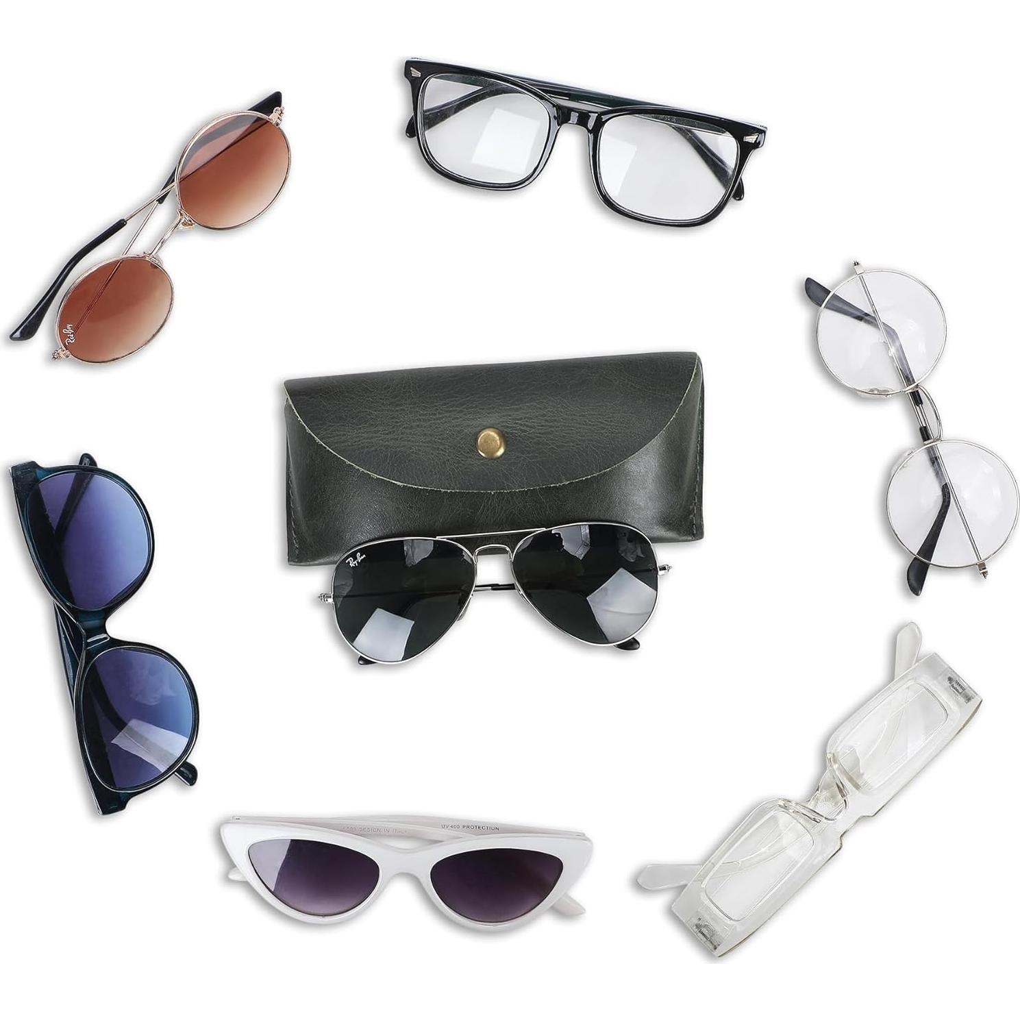 Funda de Gafas de Sol CestAntiQ Verde Cuero Genuino