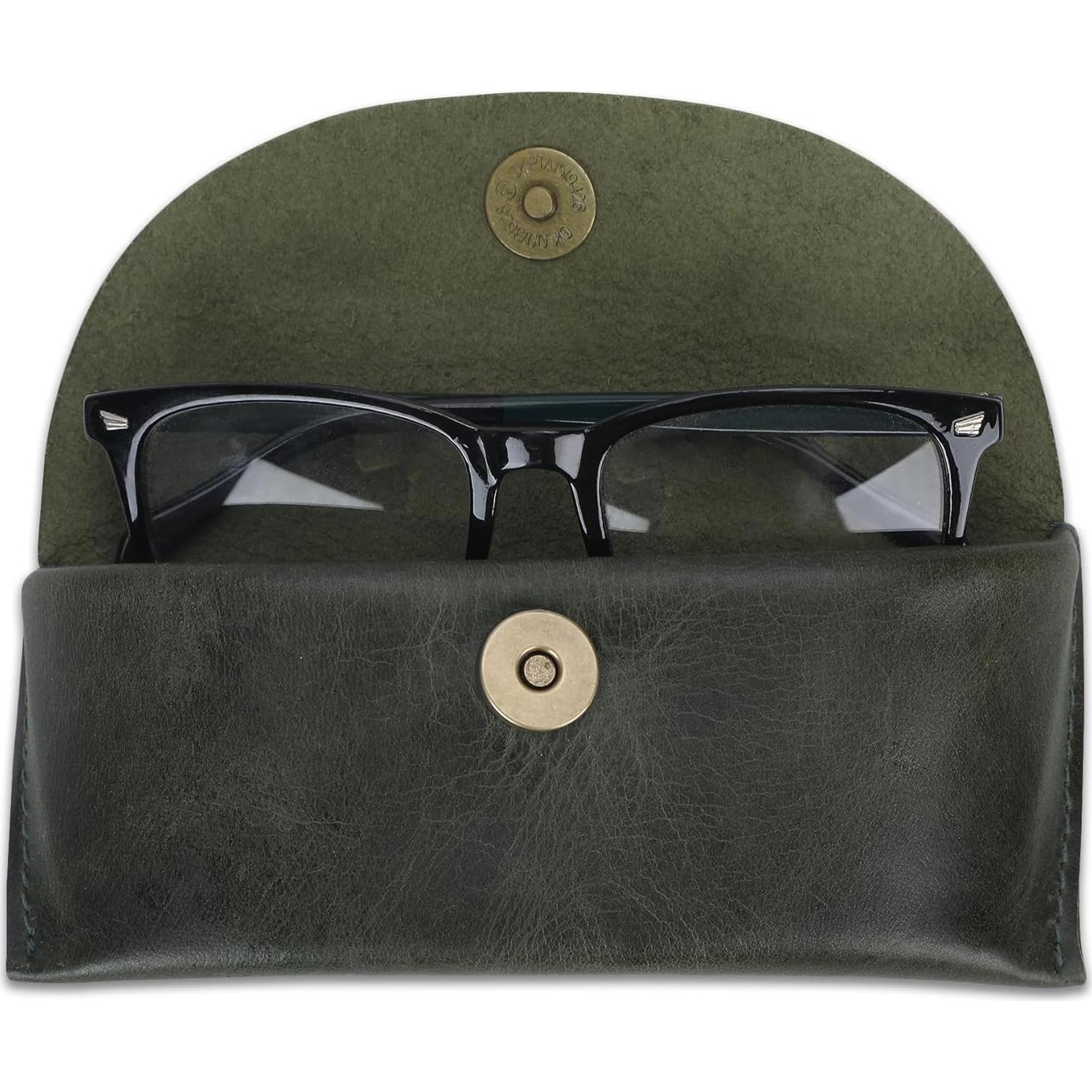 Funda de Gafas de Sol CestAntiQ Verde Cuero Genuino