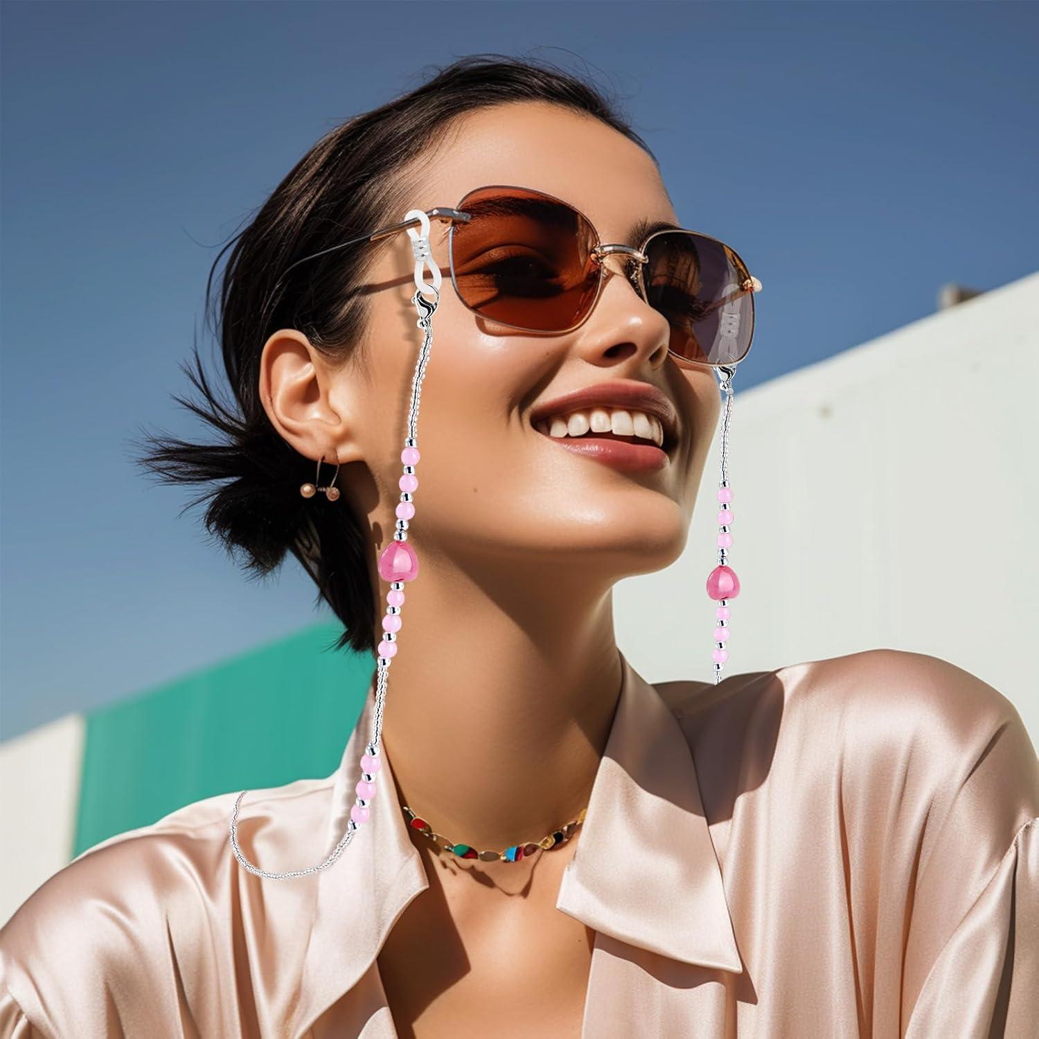 Cadena de Acrílico BILIONE para Gafas Rosa 72 cm