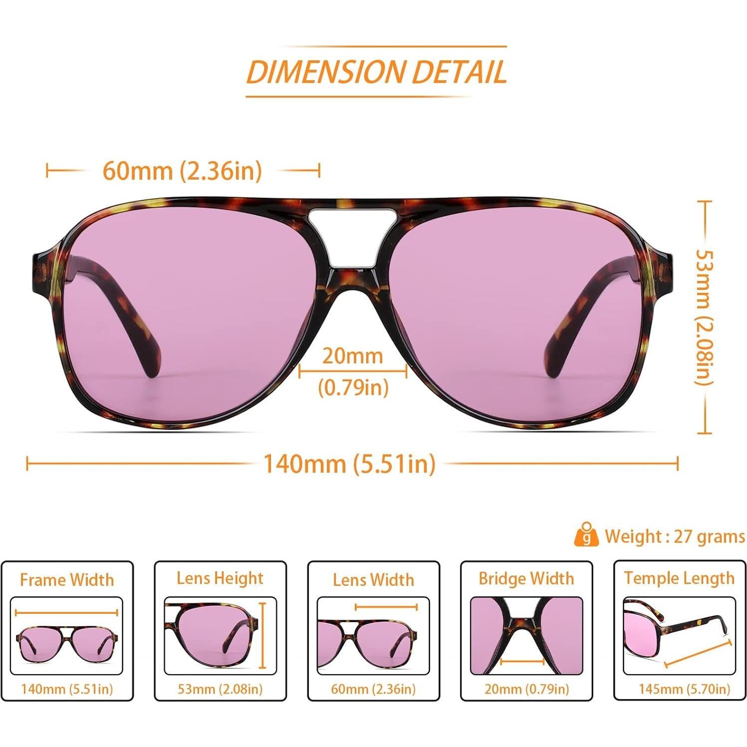 Gafas de sol retro vintage unisex aviador grandes UV400