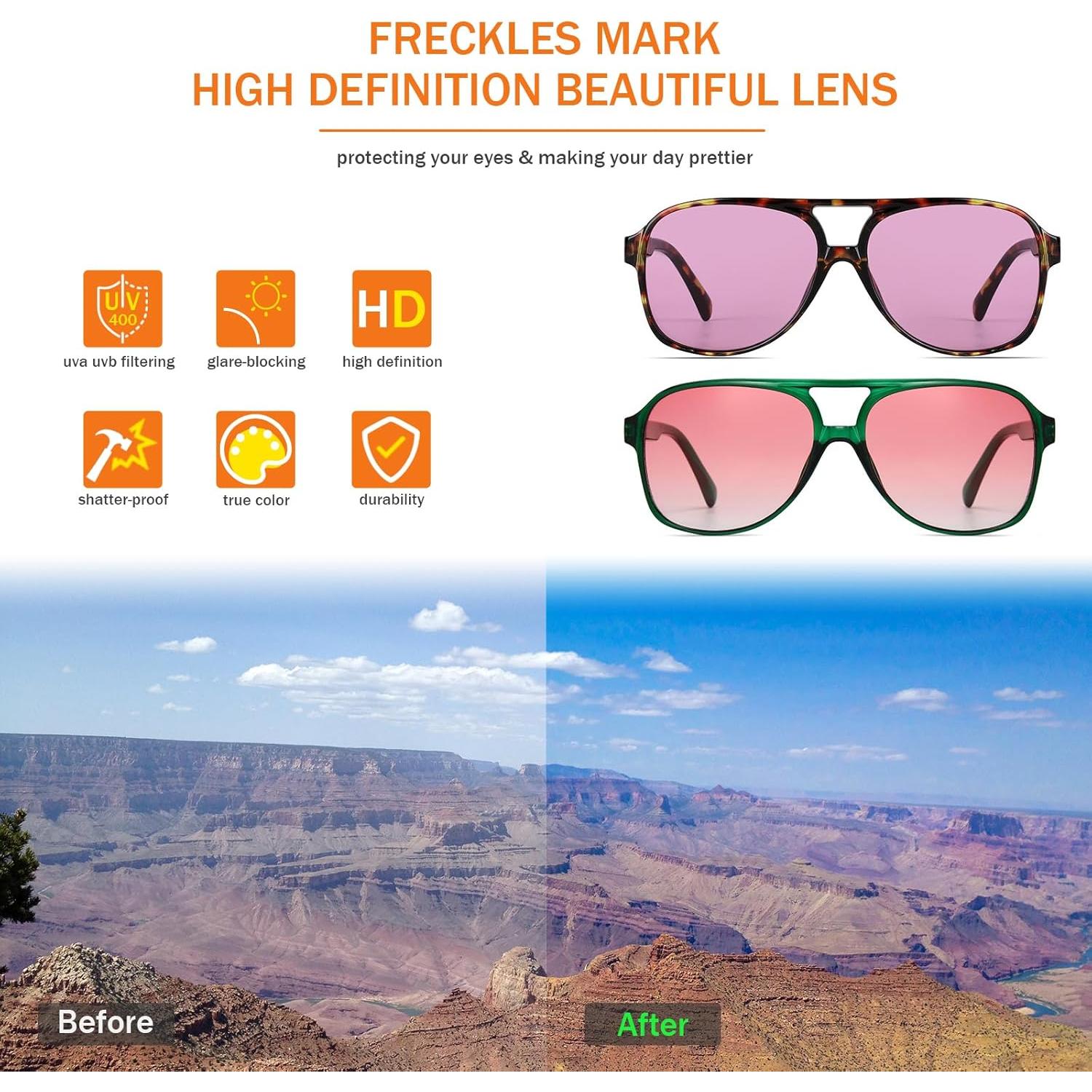 Gafas de sol retro vintage unisex aviador grandes UV400