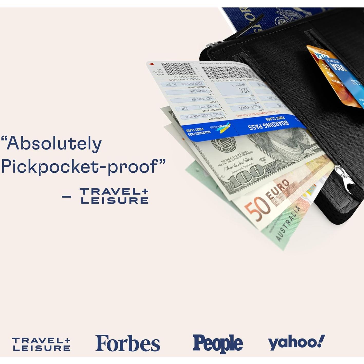 Billetera de viaje oculta Shacke con bloqueo RFID 12x18.8cm