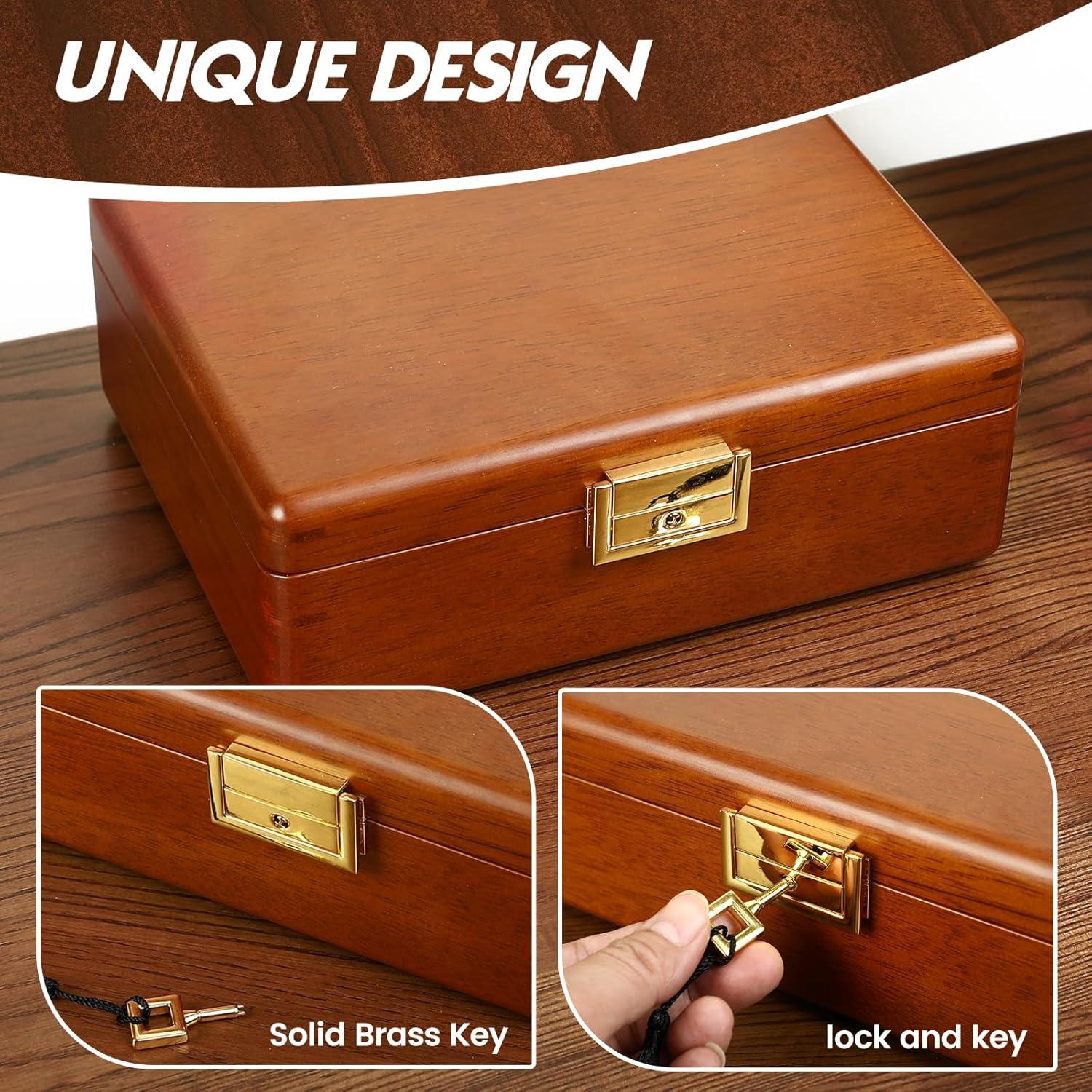 Caja de Joyería de Madera de Nogal LIBOLXSP con Cerradura