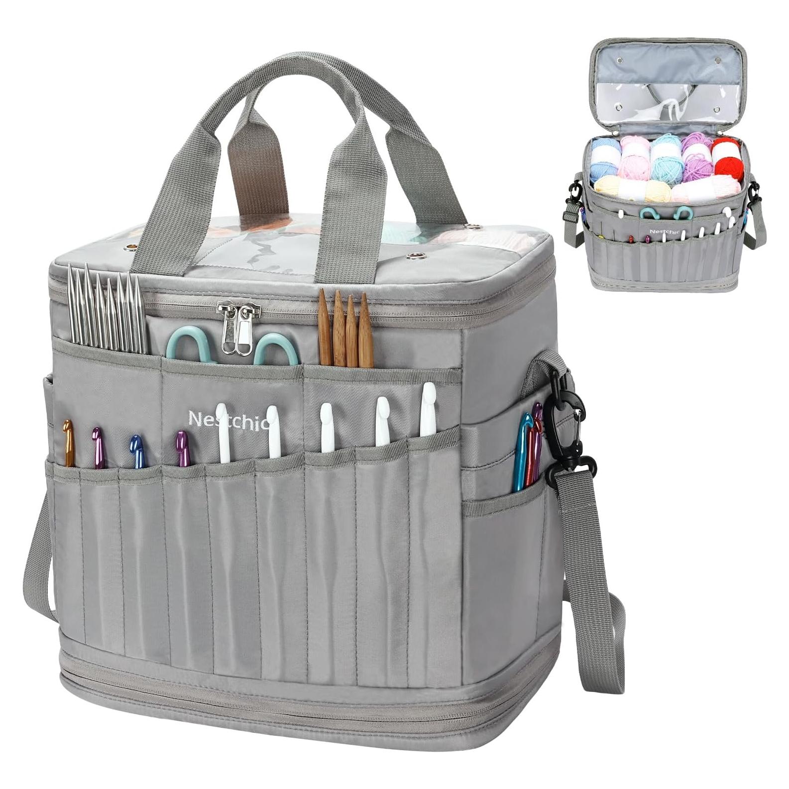 Bolsa de Ganchillo Expandible Nestchic Gris 31.75x17.78x35.56 cm