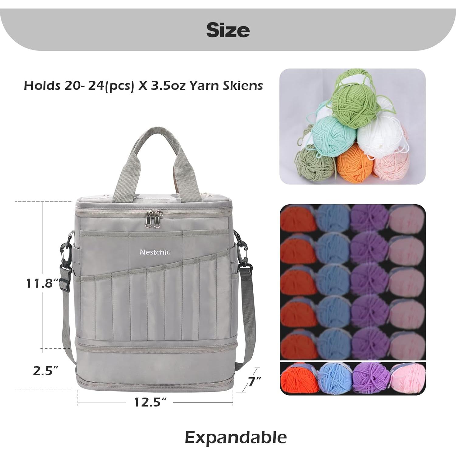 Bolsa de Ganchillo Expandible Nestchic Gris 31.75x17.78x35.56 cm