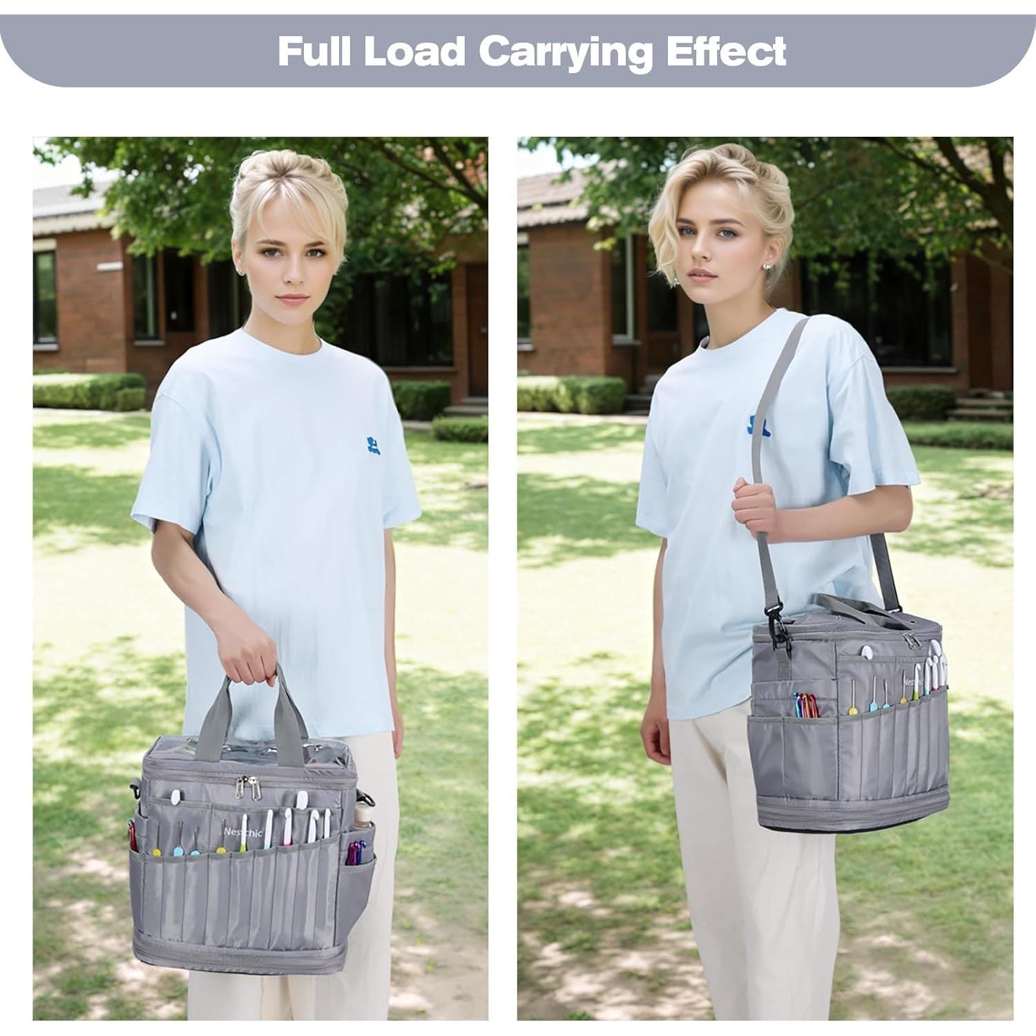 Bolsa de Ganchillo Expandible Nestchic Gris 31.75x17.78x35.56 cm