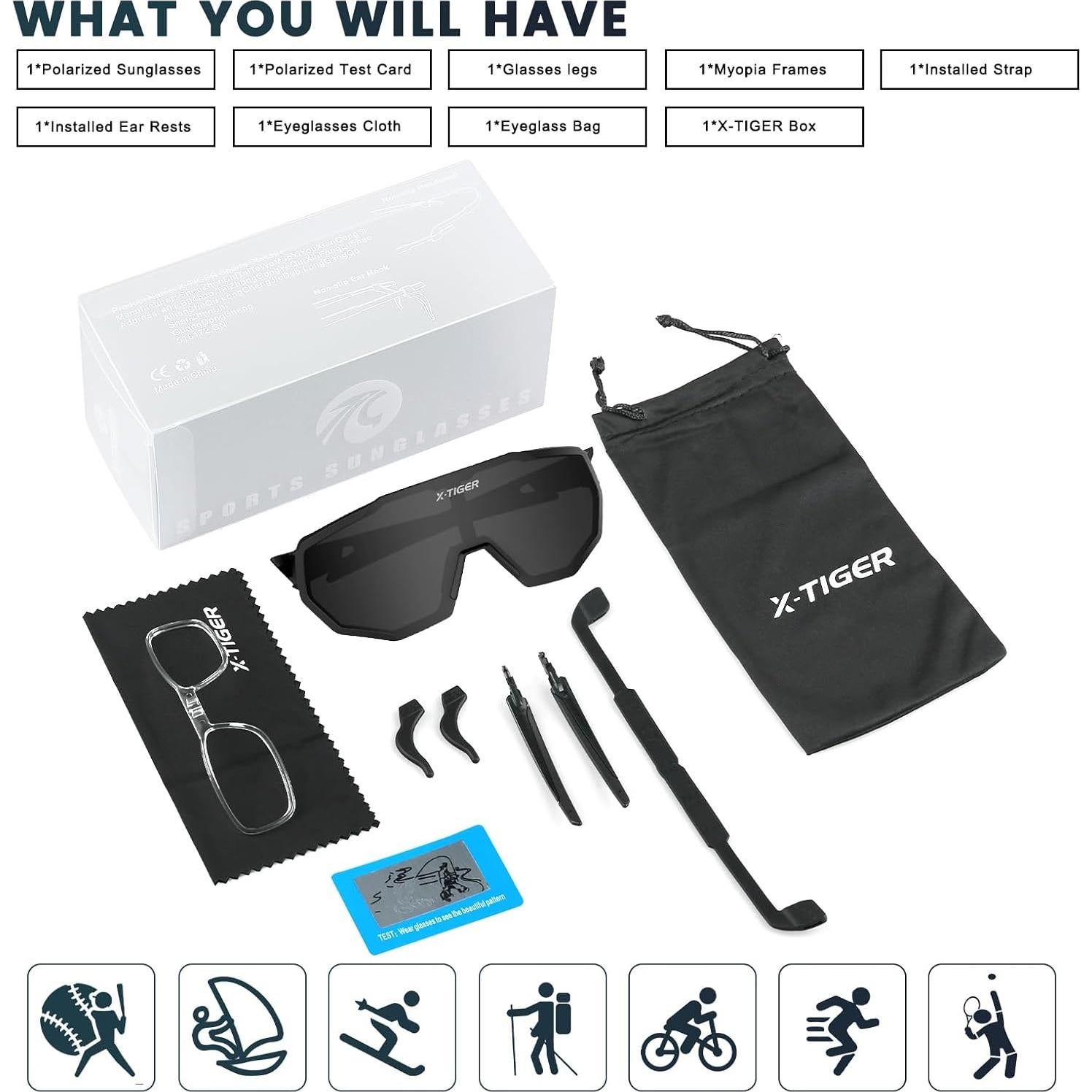 Gafas de Sol Polarizadas X-TIGER UV400 para Deportes Unisex