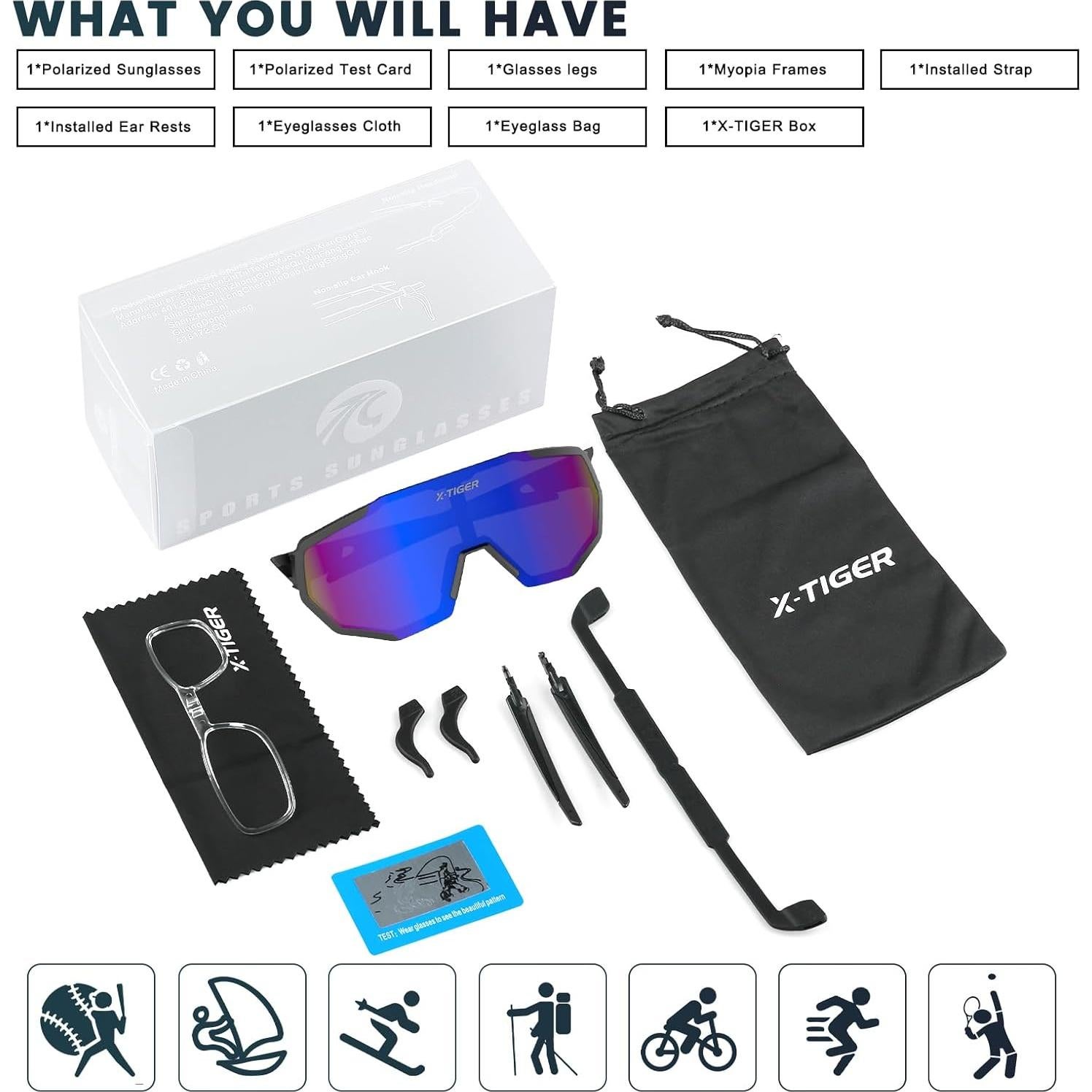 Gafas de Sol X-TIGER Polarizadas UV400 para Deportes