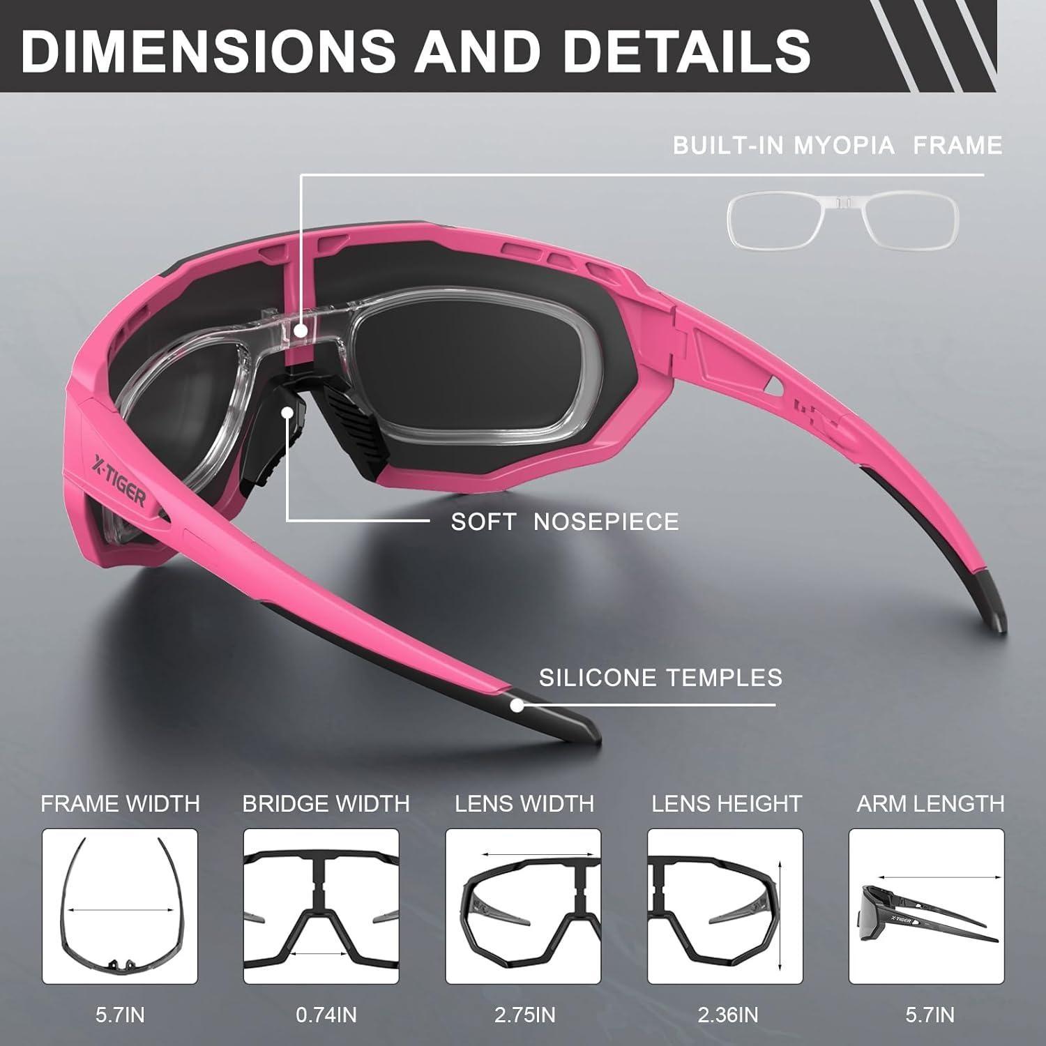 Gafas de sol deportivas X-TIGER Jpc-d UV400 unisex rosa