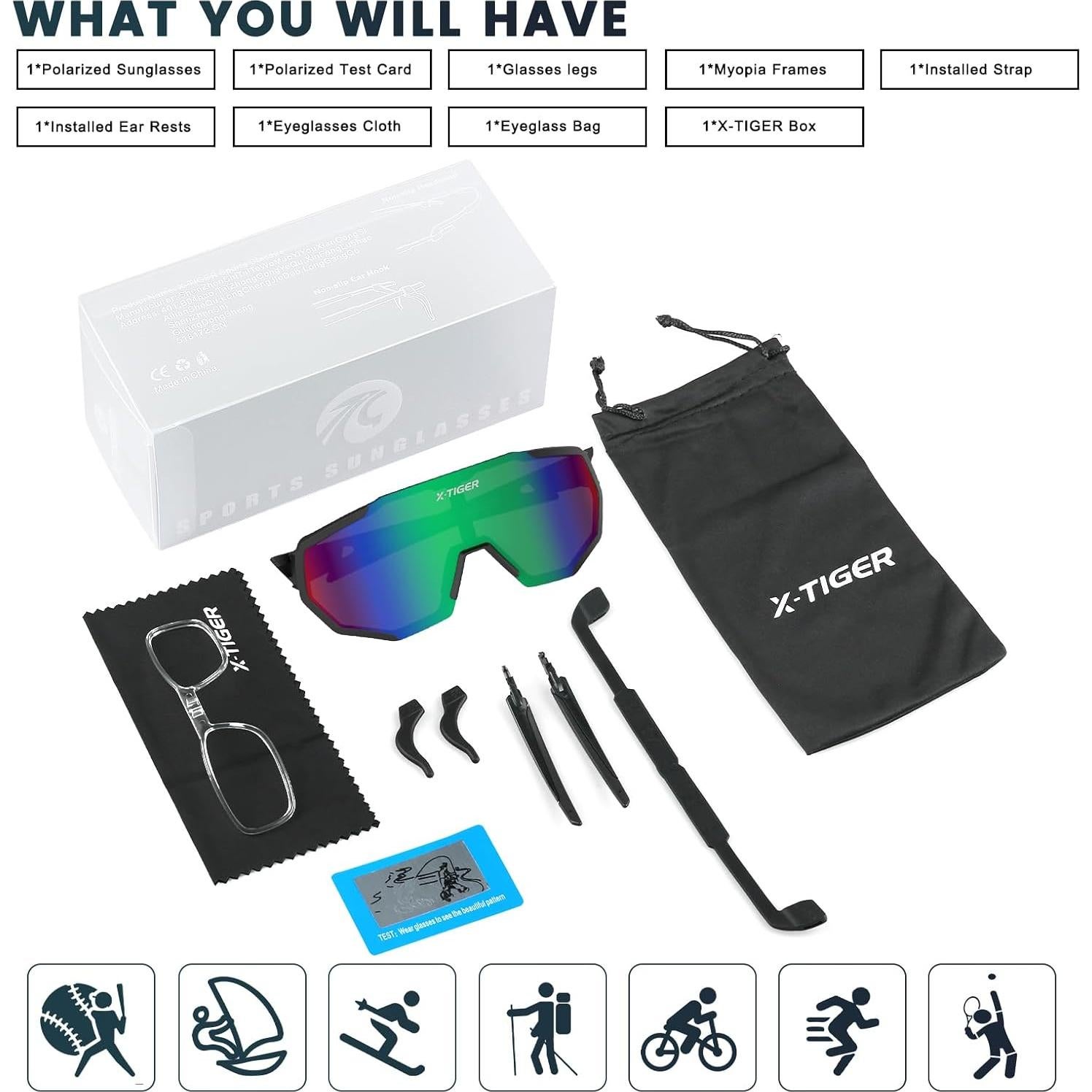 Gafas de Sol X-TIGER Polarizadas UV400 para Deportes