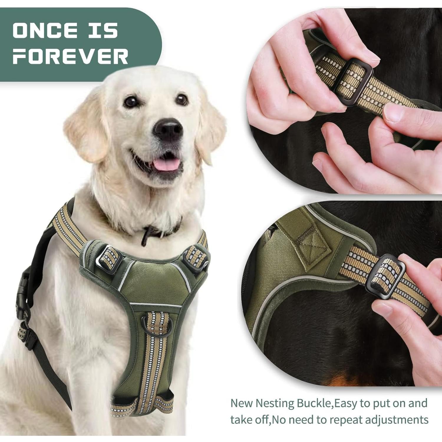 Arnés para Perros Bumbin L Verde Militar Ajustable Sin Tirones