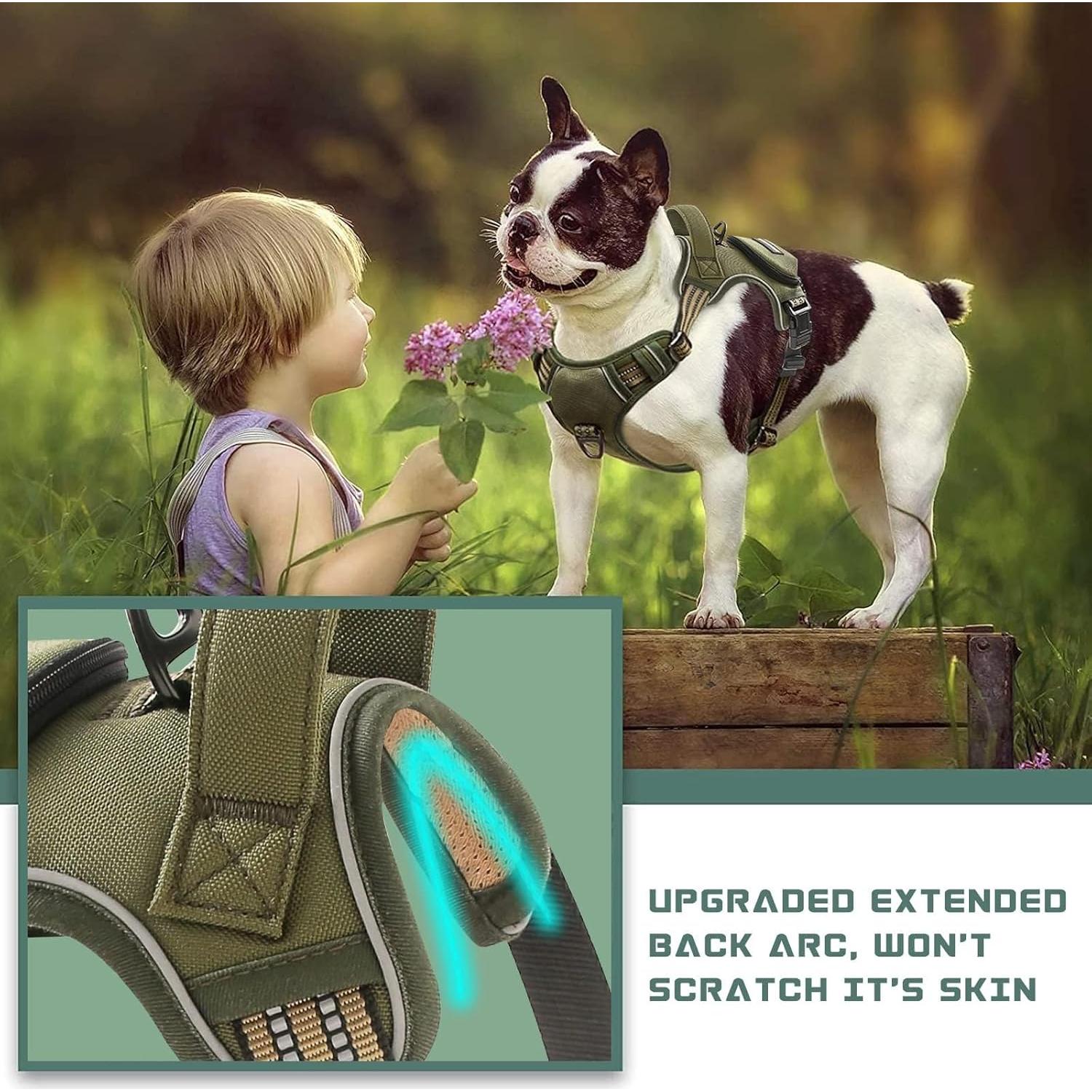 Arnés para Perros Bumbin L Verde Militar Ajustable Sin Tirones