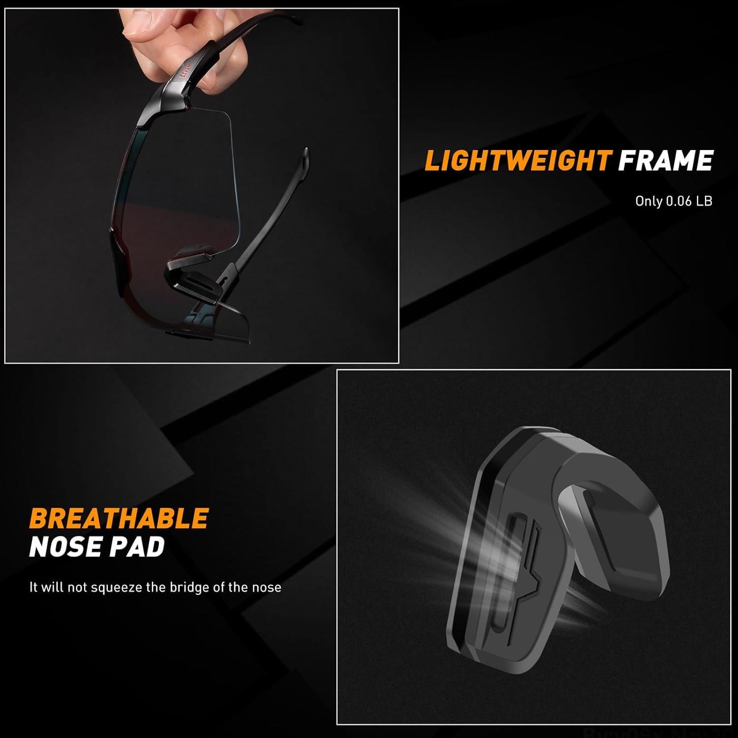 Gafas de Ciclismo KAPVOE Fotocromáticas UV400 Ajustables