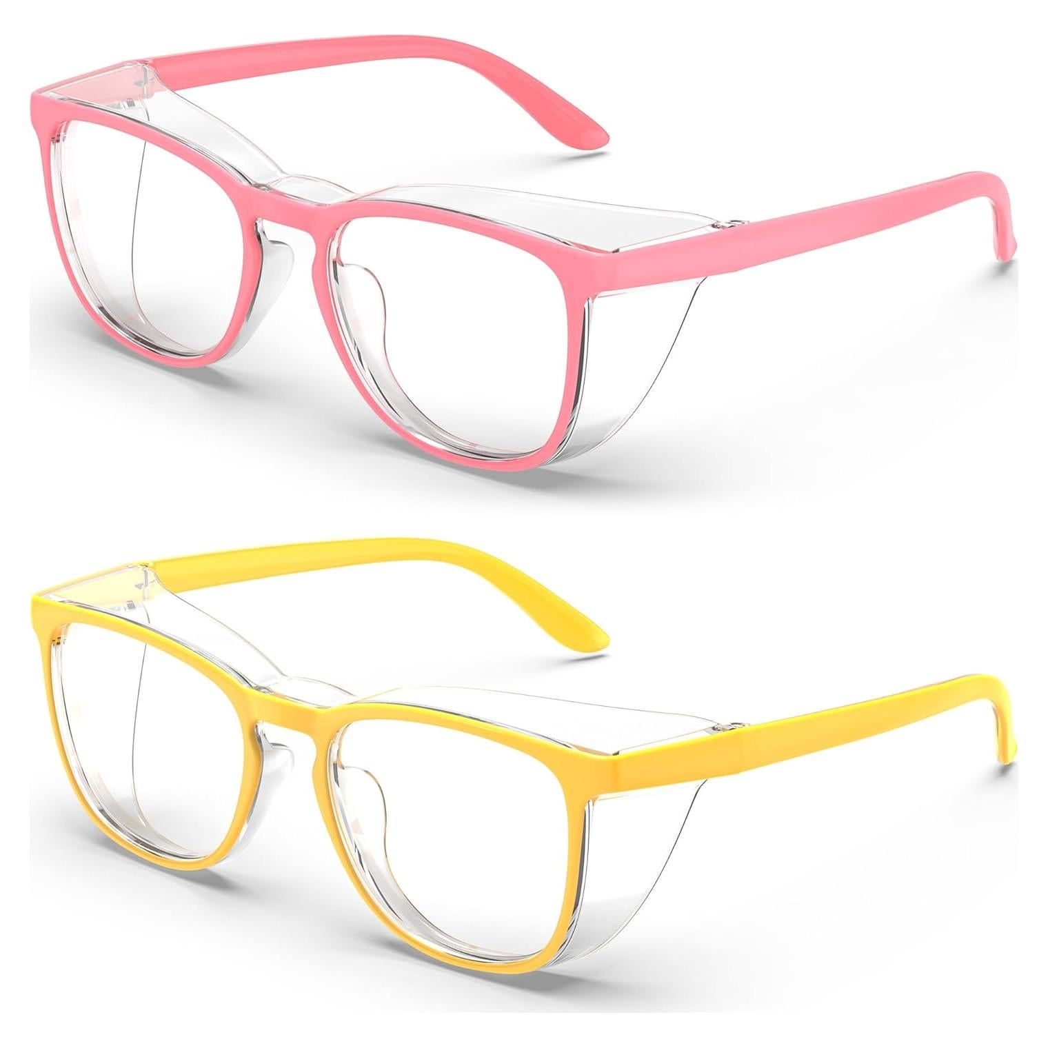 Gafas de Seguridad Antivaho Policarbonato 2 Pzs Rosa Amarillo