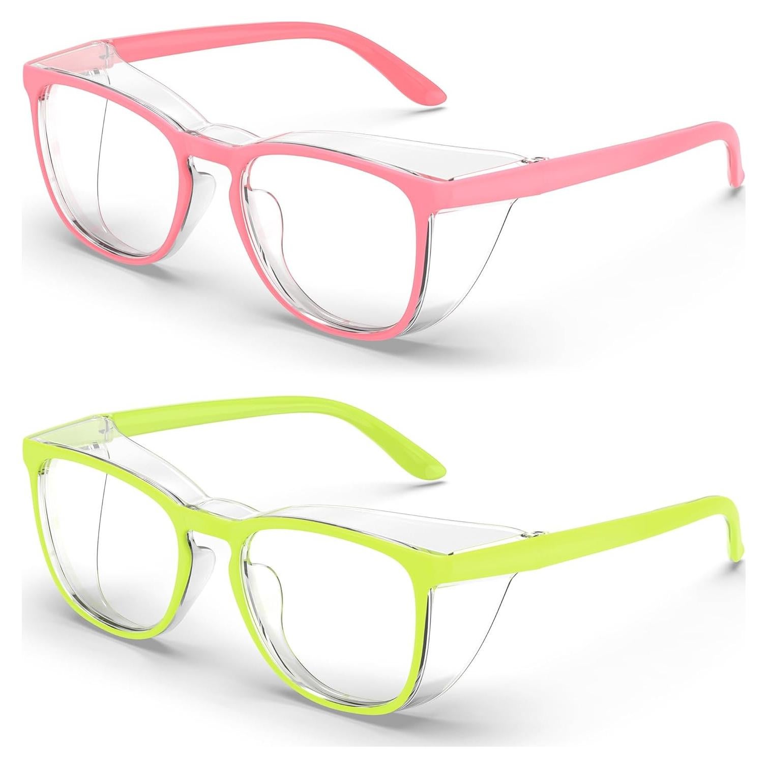 Gafas de Seguridad Antivaho 2 Paquete Rosa Claro y Verde