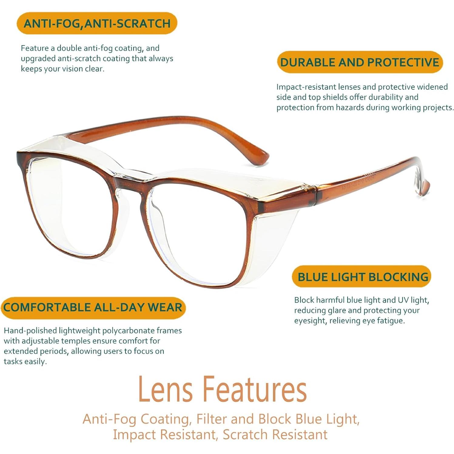 Gafas de Seguridad Feaglo Antivaho Verde Té con Protección Lateral