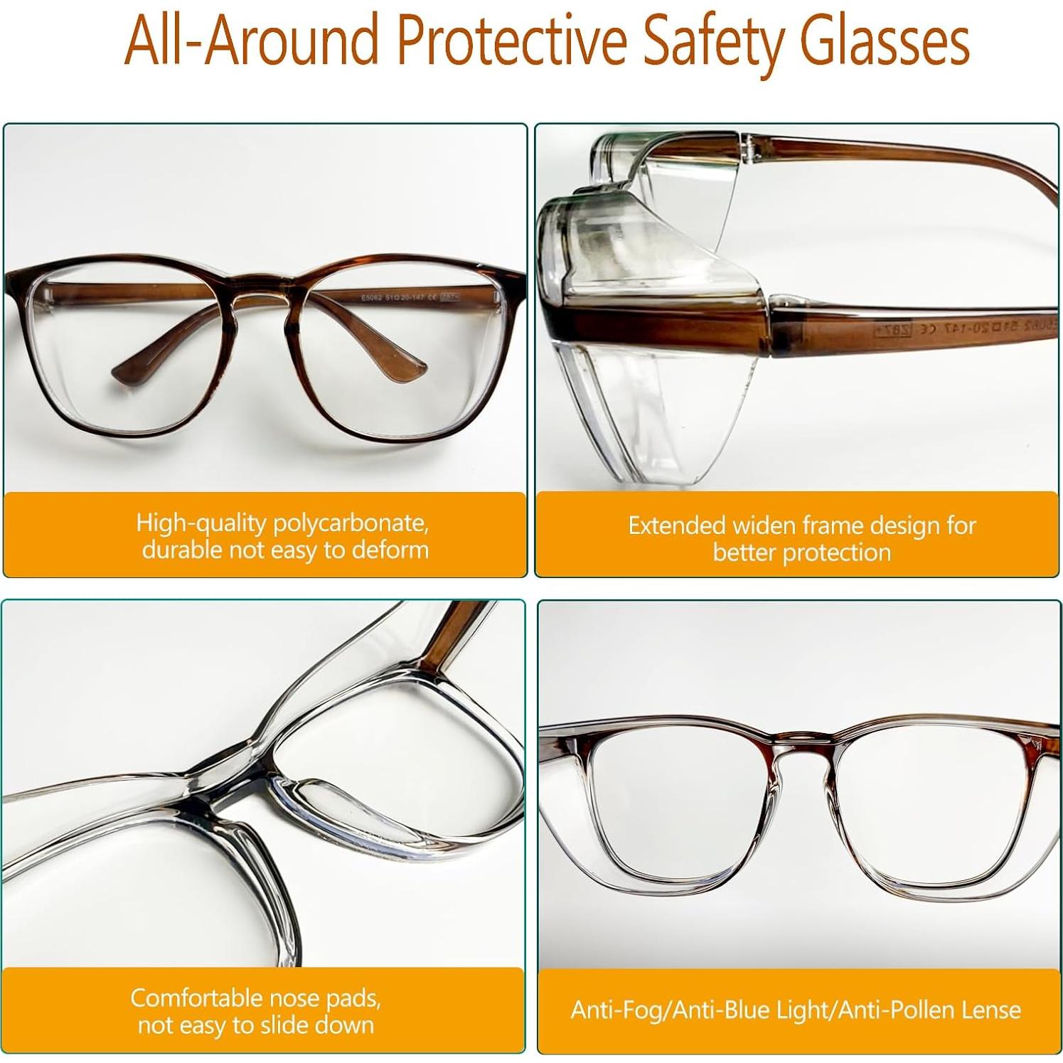 Gafas de Seguridad Feaglo Antivaho Verde Té con Protección Lateral