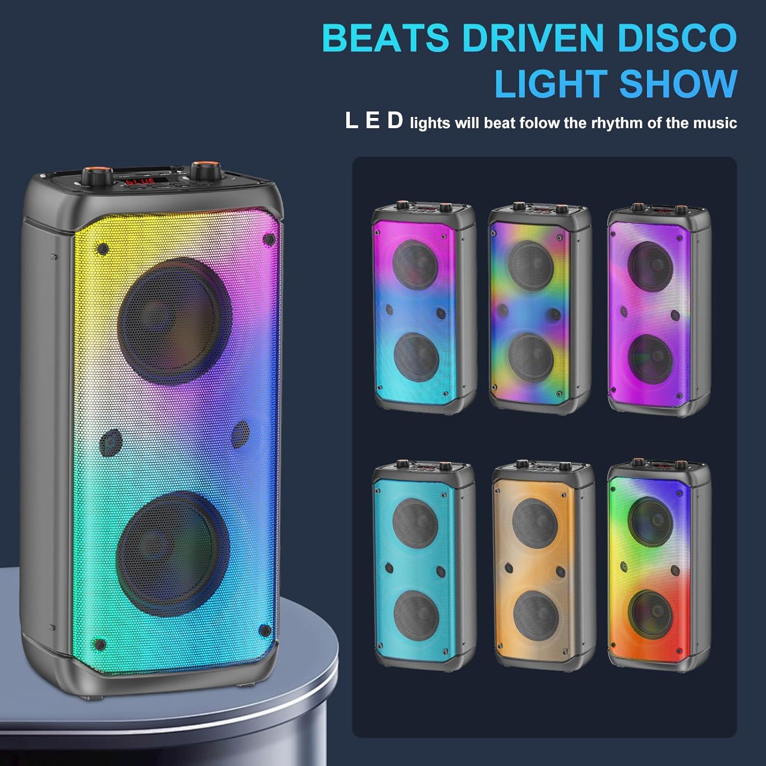 Altavoz Bluetooth TAMPROAD Q55 80W con Luces LED y Subwoofer