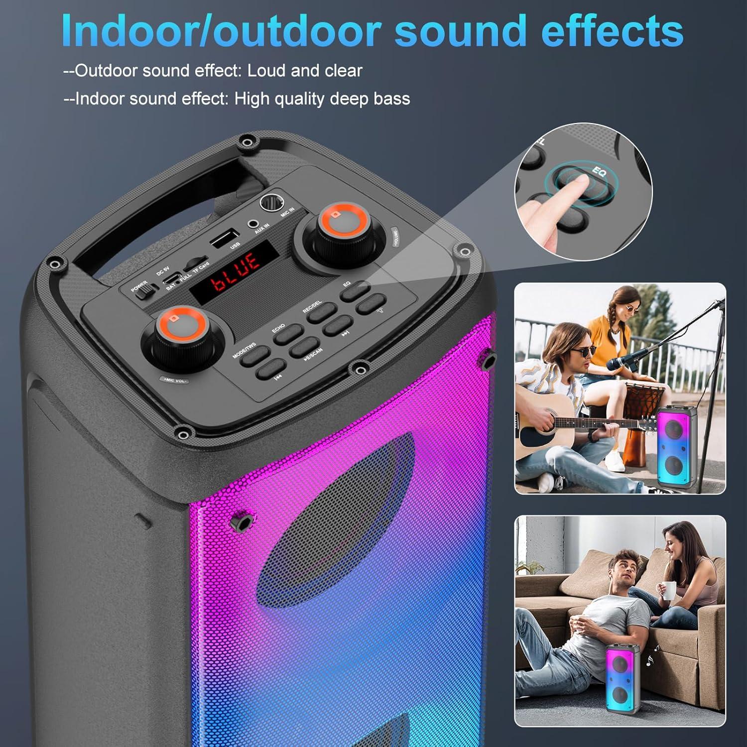 Altavoz Bluetooth TAMPROAD Q55 80W con Luces LED y Subwoofer