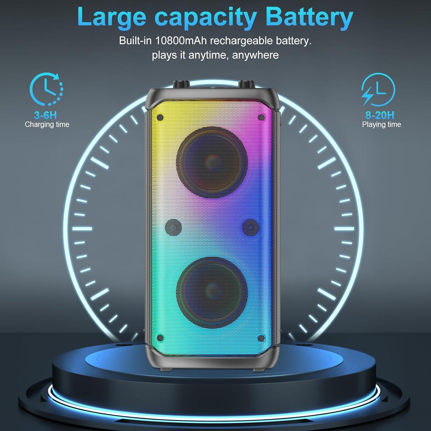 Altavoz Bluetooth TAMPROAD Q55 80W con Luces LED y Subwoofer