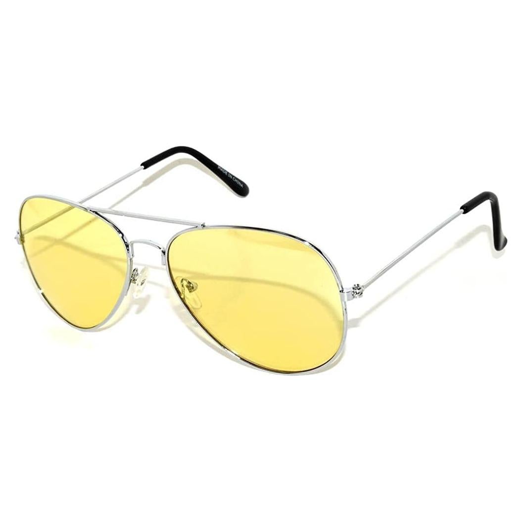 Gafas de Sol Aviador Metal UV Protección 55mm Plata Amarillo