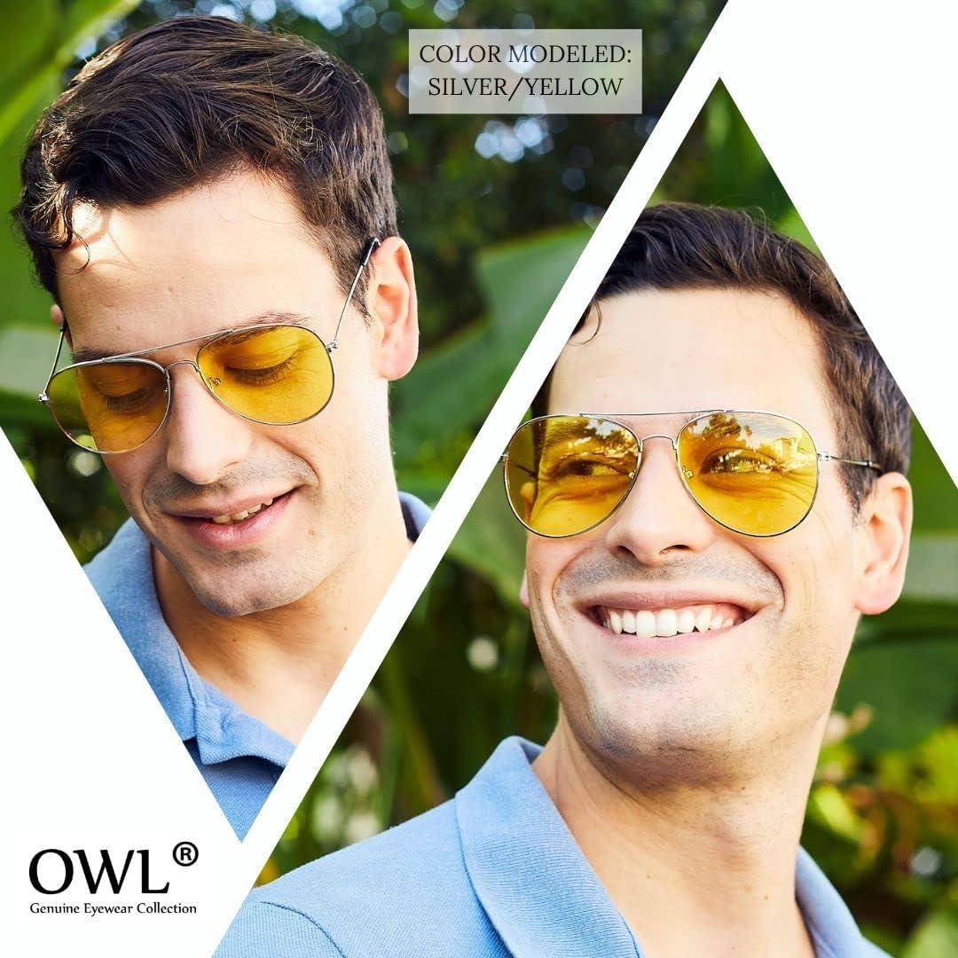 Gafas de Sol Aviador Metal UV Protección 55mm Plata Amarillo